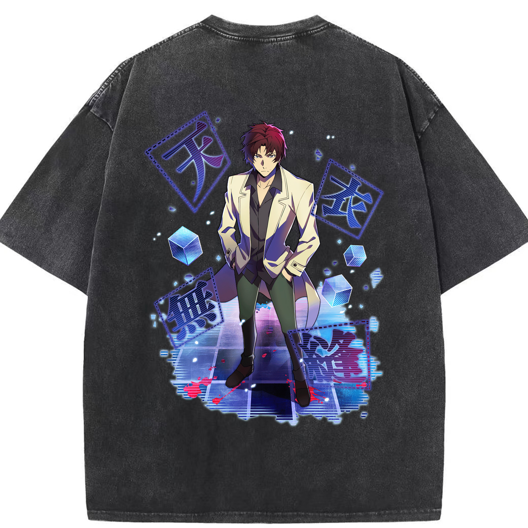 （画像用） 文豪ストレイドッグス Bungo Stray Dogs 綿100% ヴィンテージ風 半袖Tシャツ（背面プリント）