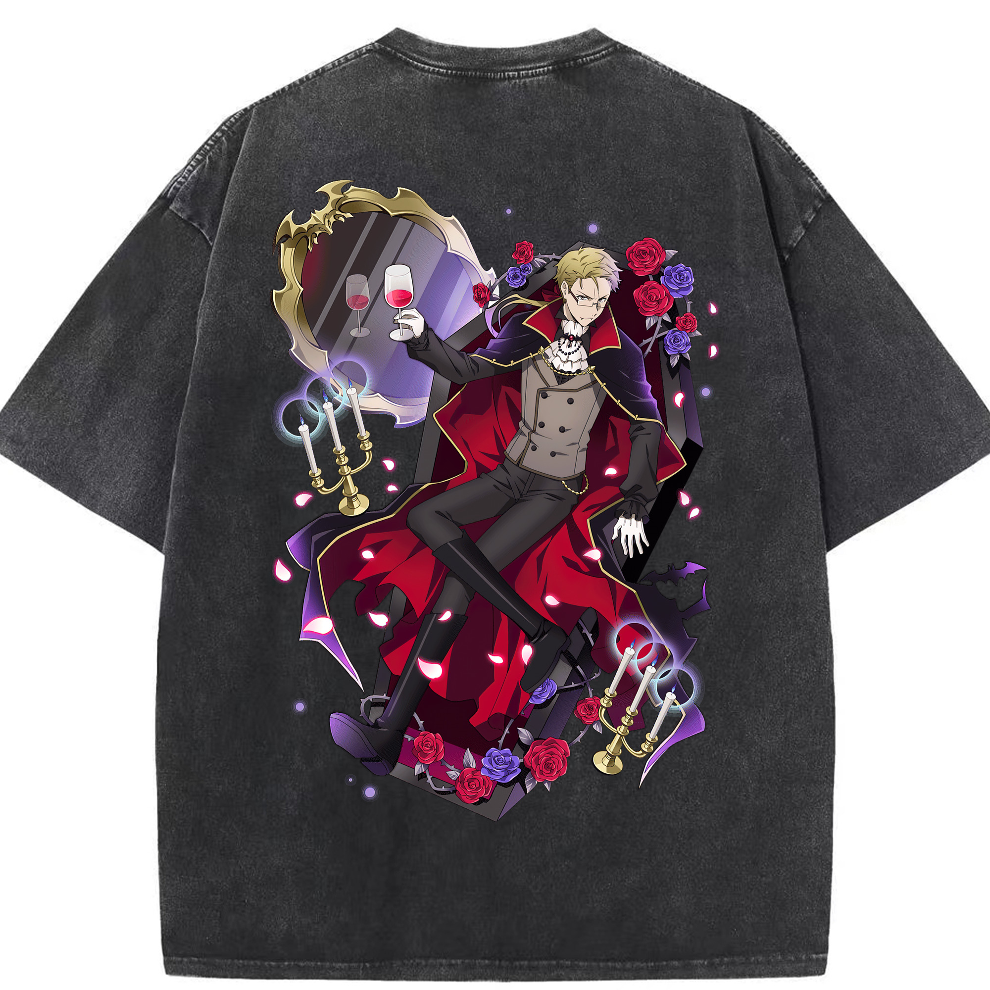 （画像用） 文豪ストレイドッグス Bungo Stray Dogs 綿100% ヴィンテージ風 半袖Tシャツ（背面プリント）