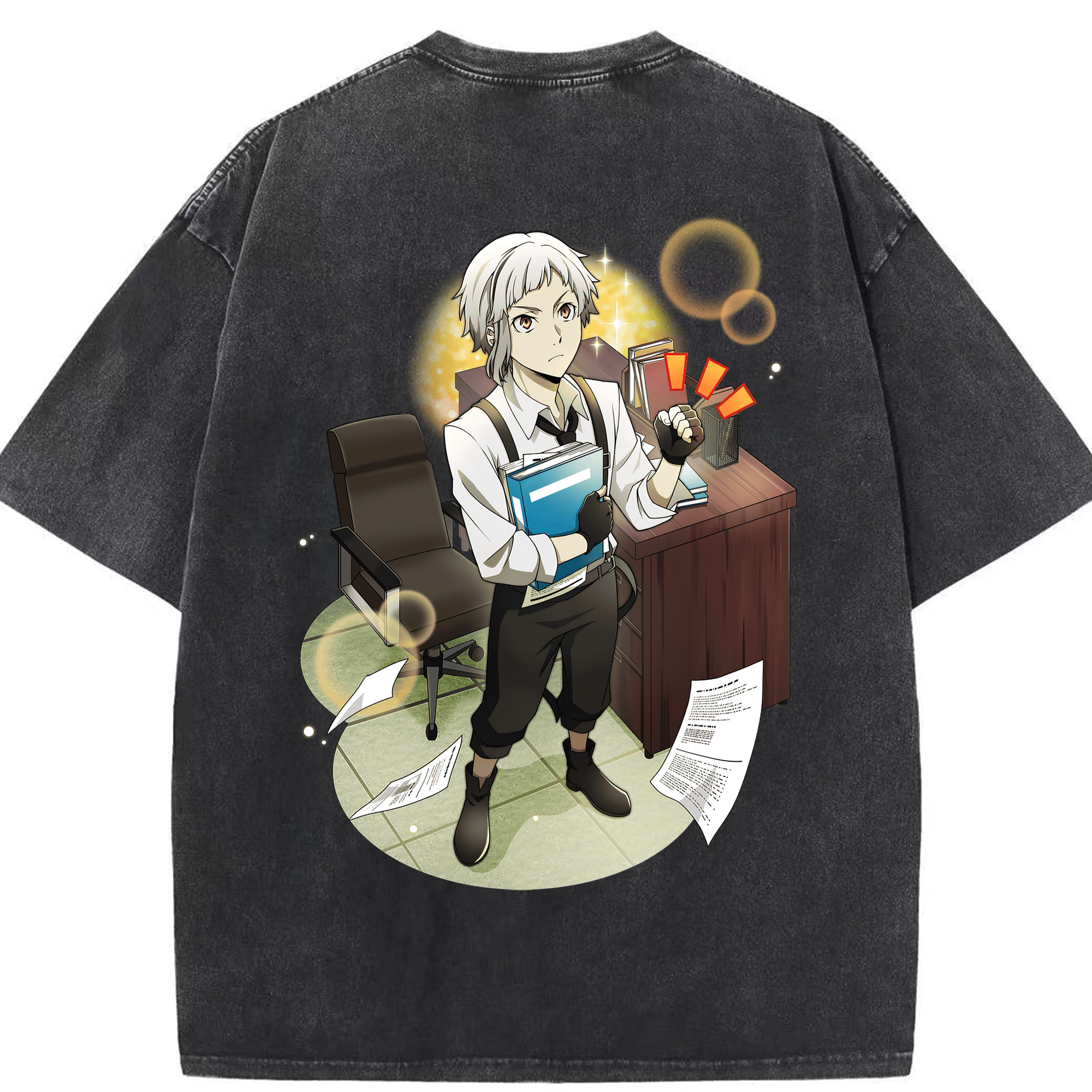 （画像用） 文豪ストレイドッグス Bungo Stray Dogs 綿100% ヴィンテージ風 半袖Tシャツ（背面プリント）
