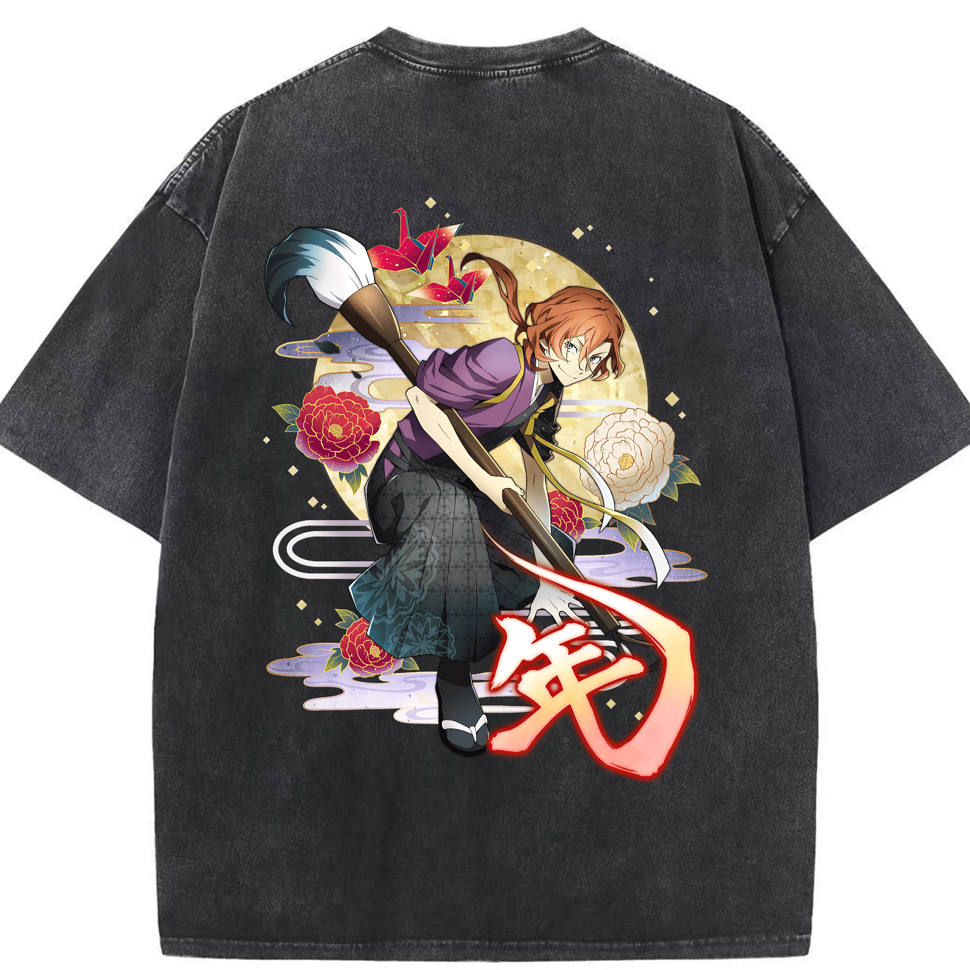 （画像用） 文豪ストレイドッグス Bungo Stray Dogs 綿100% ヴィンテージ風 半袖Tシャツ（背面プリント）