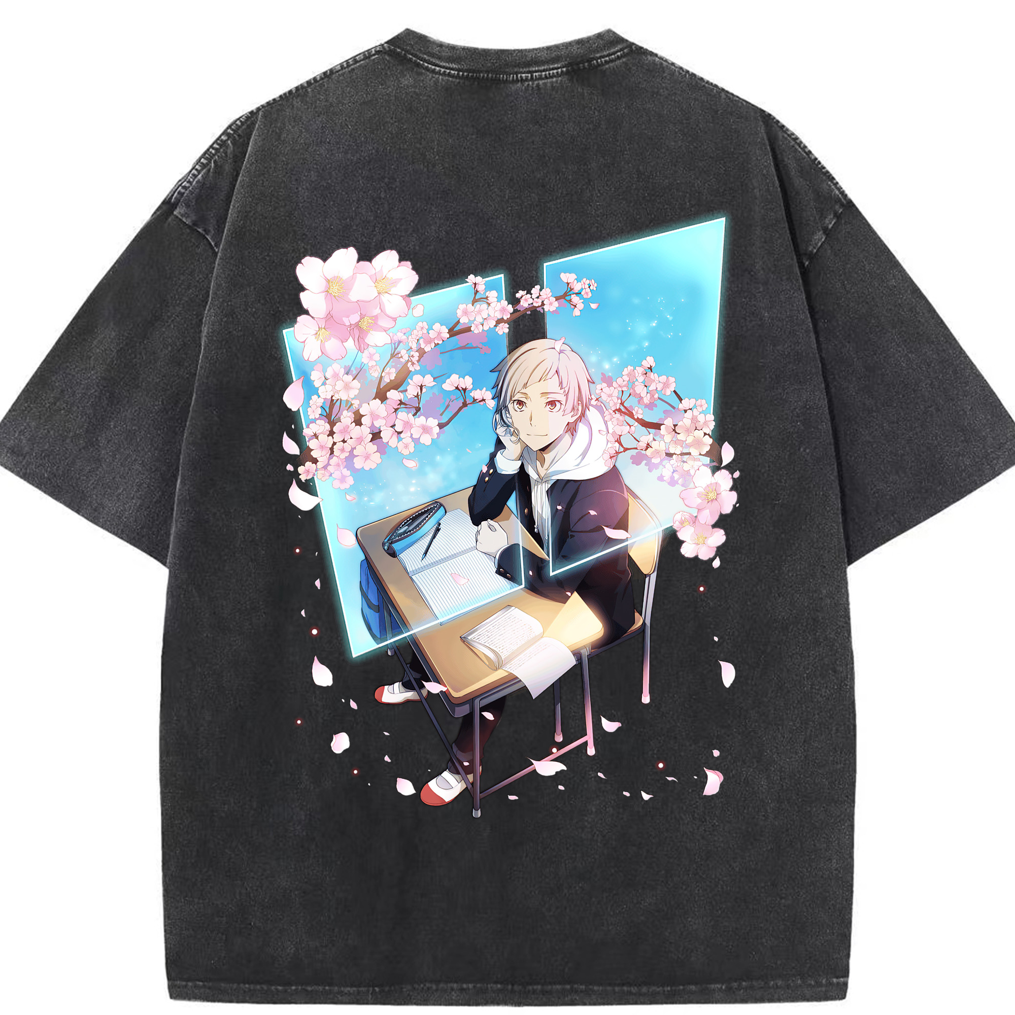 （画像用） 文豪ストレイドッグス Bungo Stray Dogs 綿100% ヴィンテージ風 半袖Tシャツ（背面プリント）
