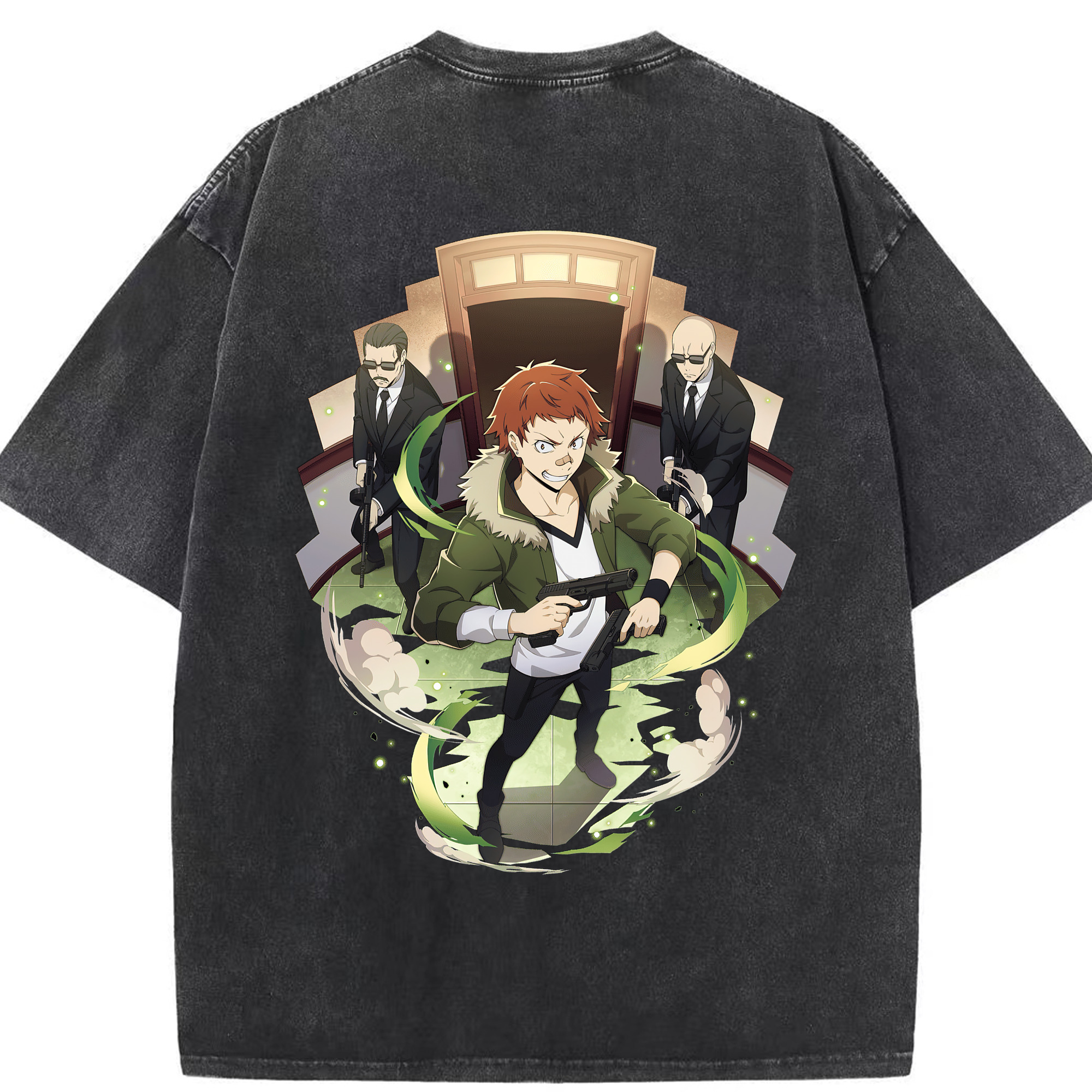 （画像用） 文豪ストレイドッグス Bungo Stray Dogs 綿100% ヴィンテージ風 半袖Tシャツ（背面プリント）