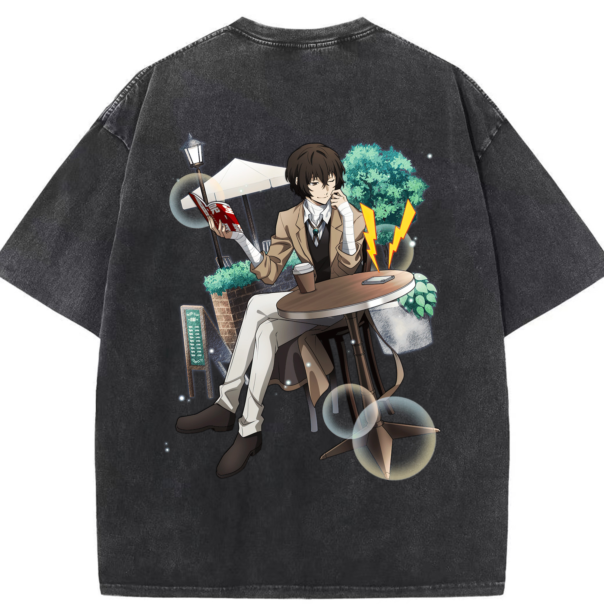 （画像用） 文豪ストレイドッグス Bungo Stray Dogs 綿100% ヴィンテージ風 半袖Tシャツ（背面プリント）