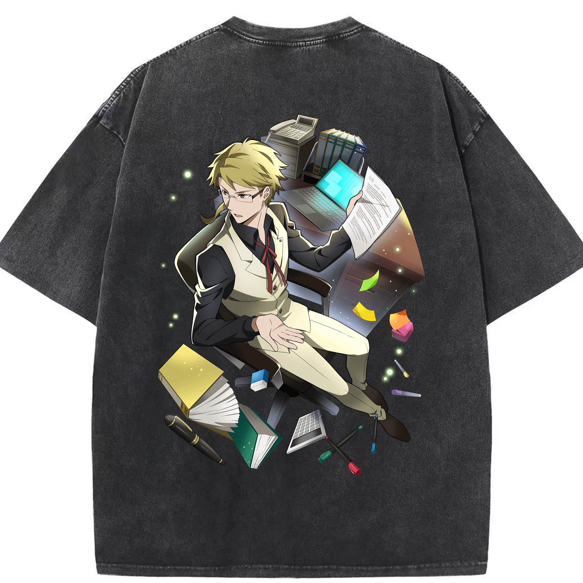 （画像用） 文豪ストレイドッグス Bungo Stray Dogs 綿100% ヴィンテージ風 半袖Tシャツ（背面プリント）