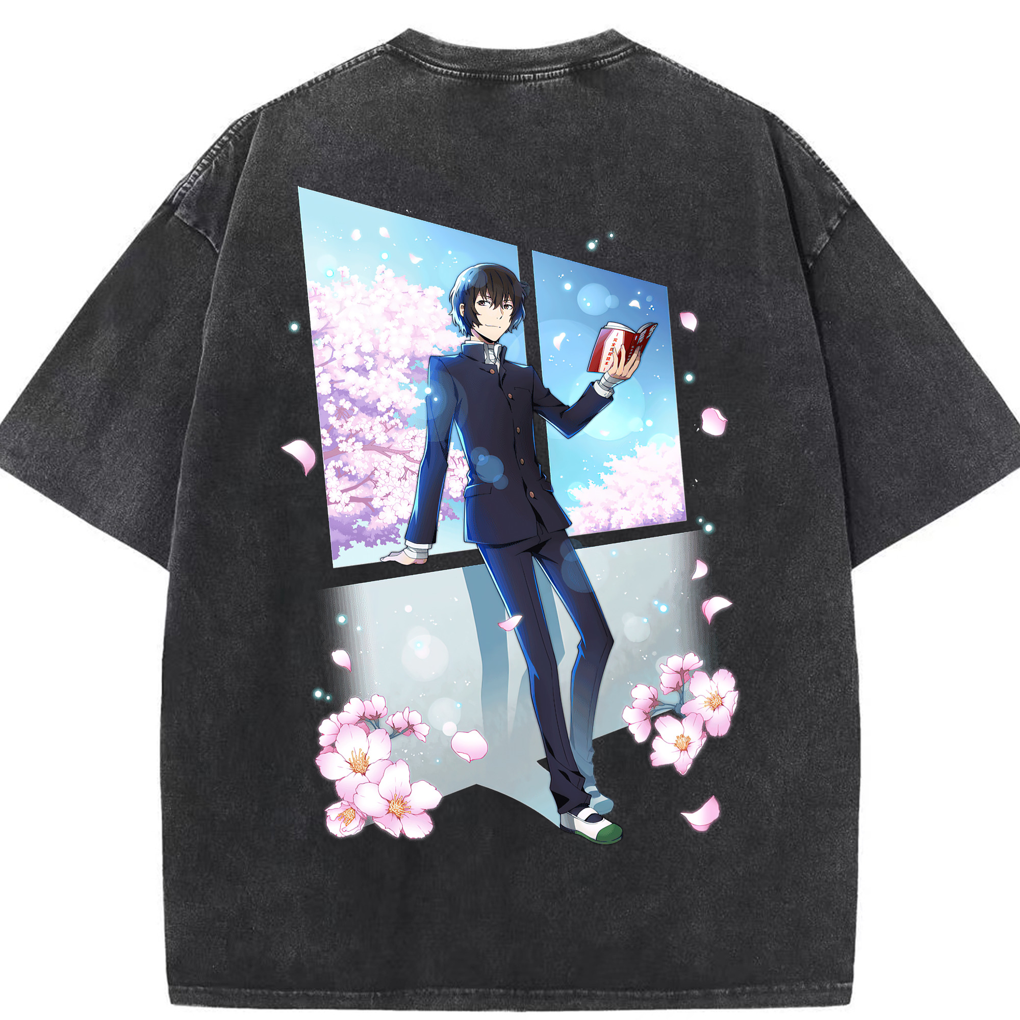 （画像用） 文豪ストレイドッグス Bungo Stray Dogs 綿100% ヴィンテージ風 半袖Tシャツ（背面プリント）