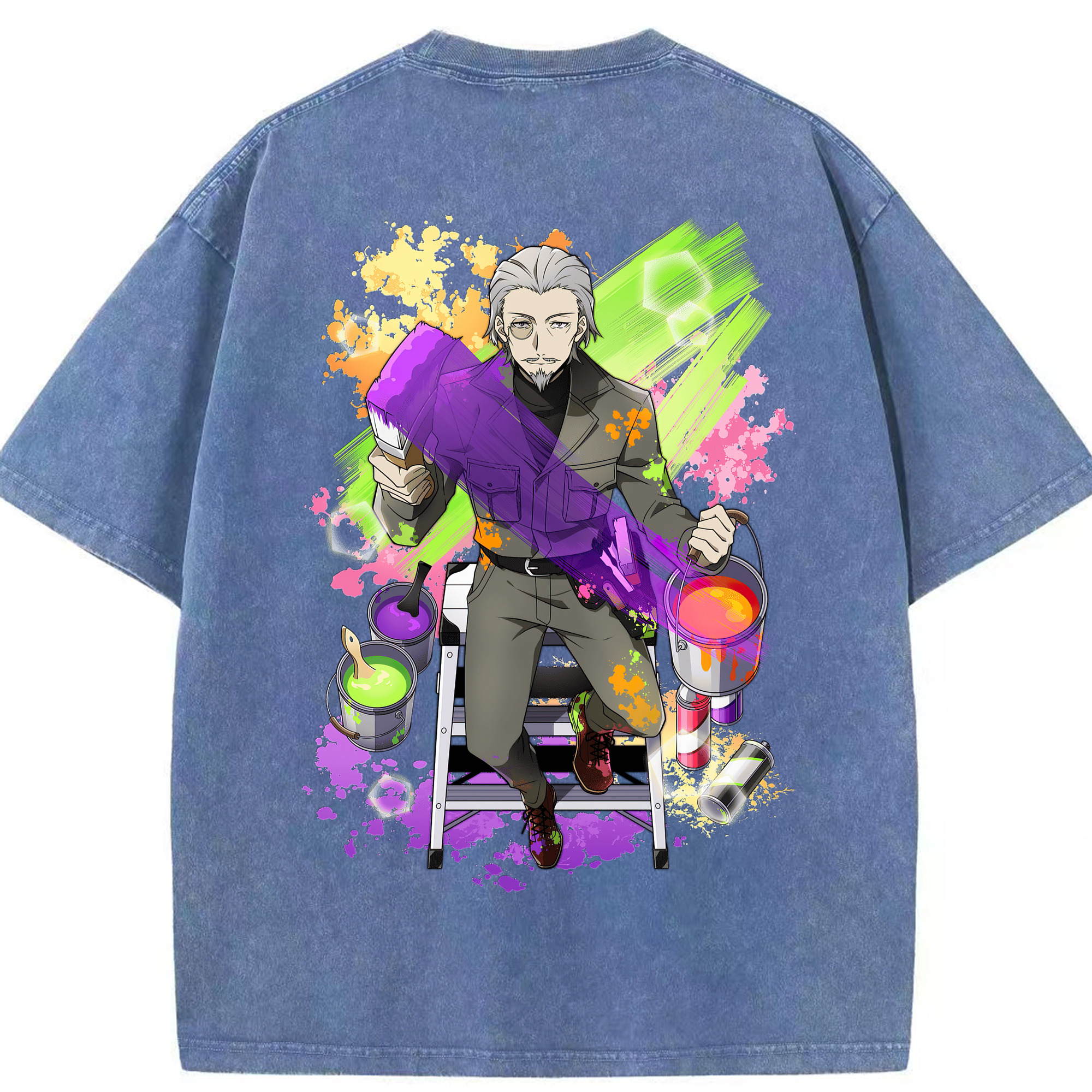 （画像用） 文豪ストレイドッグス Bungo Stray Dogs 綿100% ヴィンテージ風 半袖Tシャツ（背面プリント）