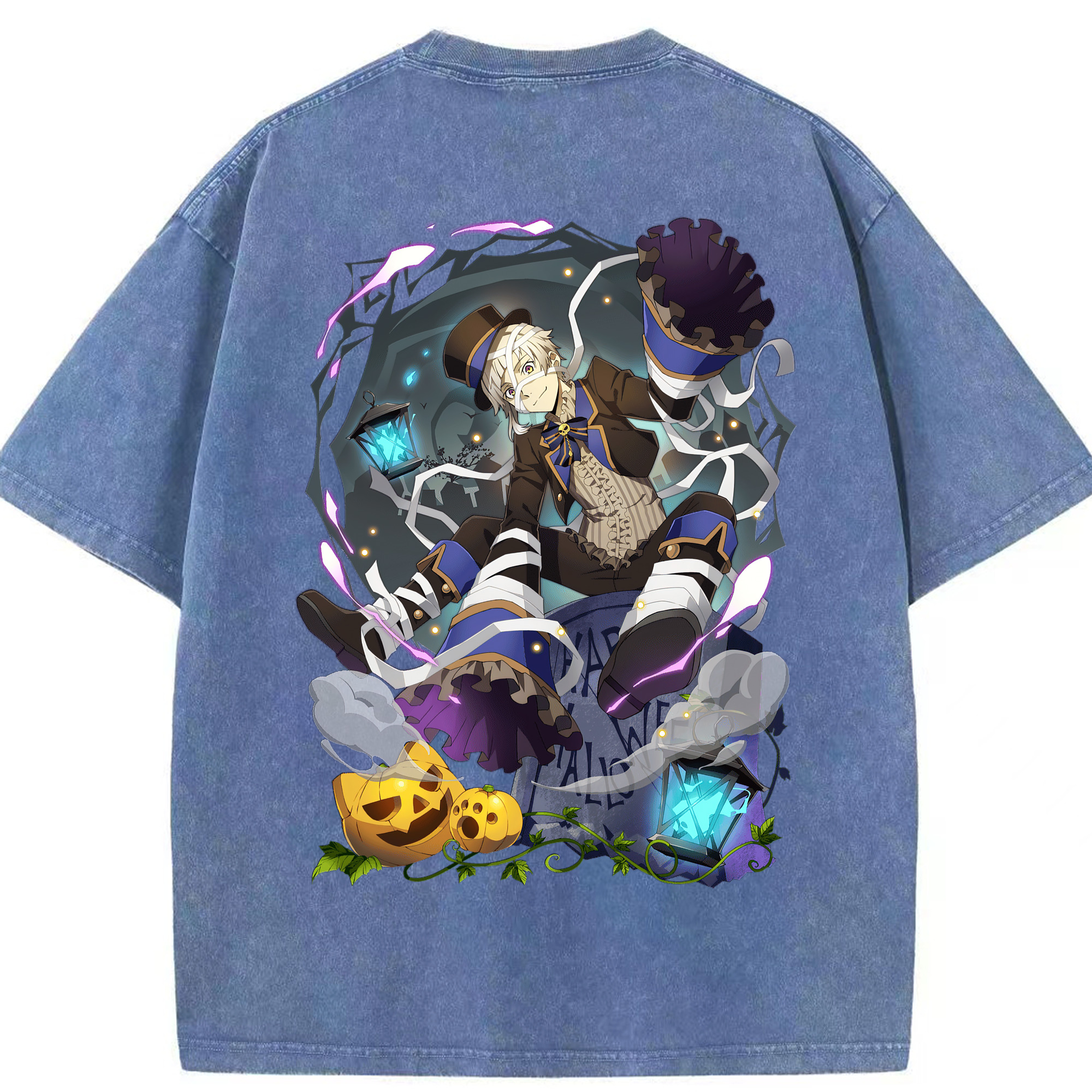 （画像用） 文豪ストレイドッグス Bungo Stray Dogs 綿100% ヴィンテージ風 半袖Tシャツ（背面プリント）