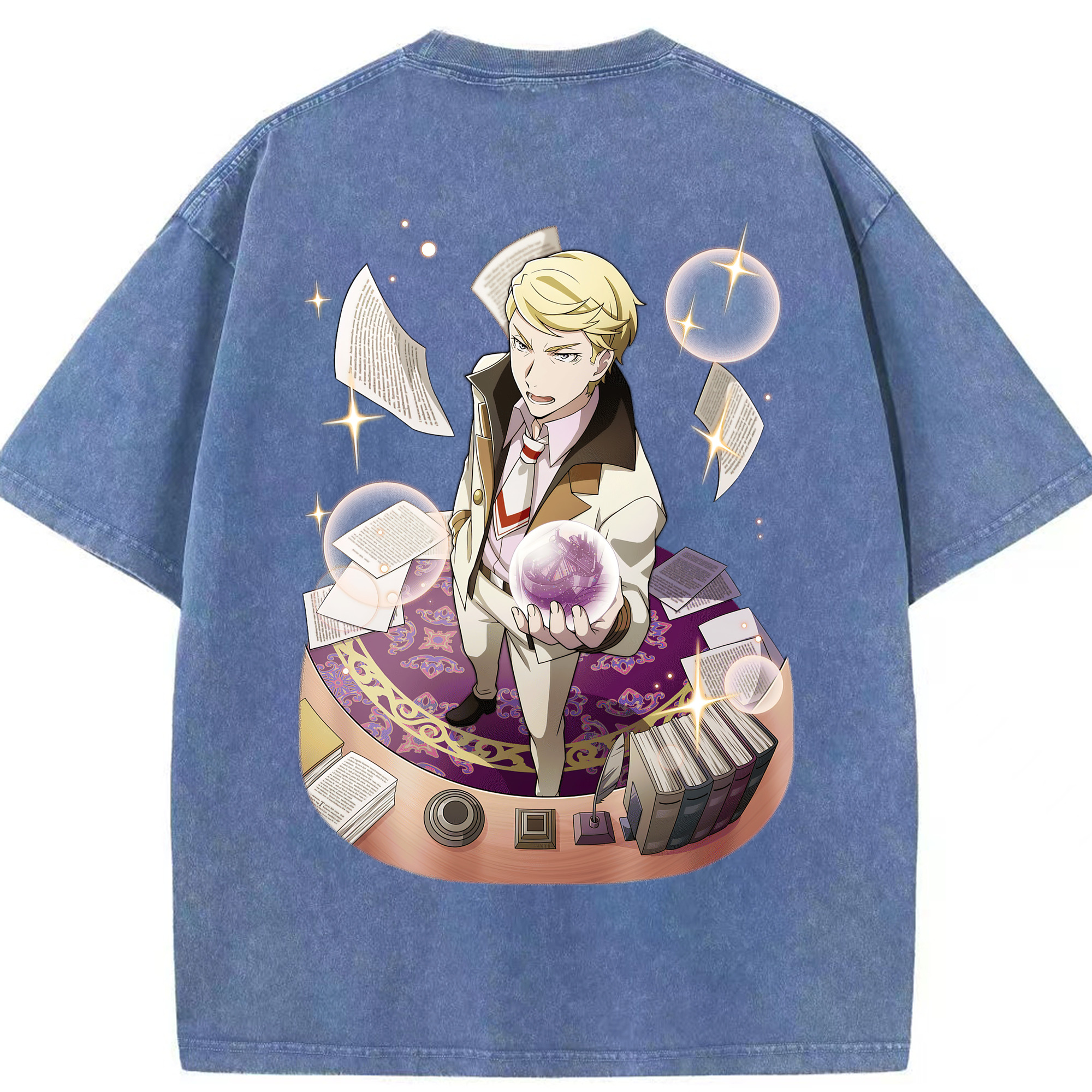 （画像用） 文豪ストレイドッグス Bungo Stray Dogs 綿100% ヴィンテージ風 半袖Tシャツ（背面プリント）