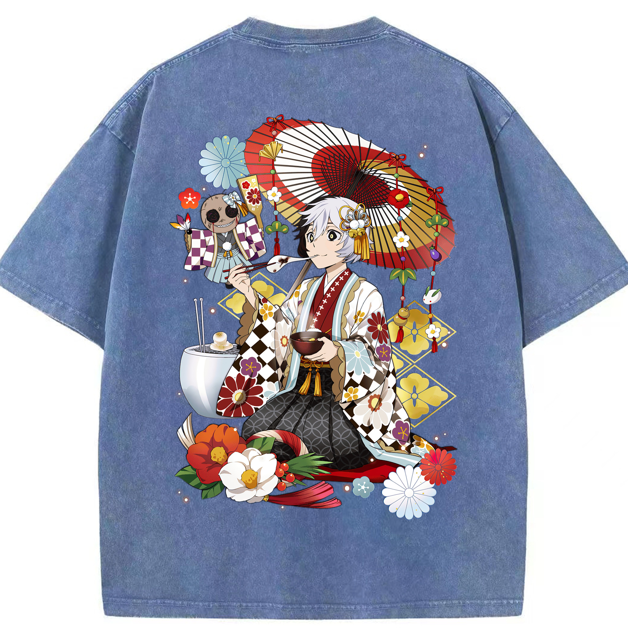 （画像用） 文豪ストレイドッグス Bungo Stray Dogs 綿100% ヴィンテージ風 半袖Tシャツ（背面プリント）