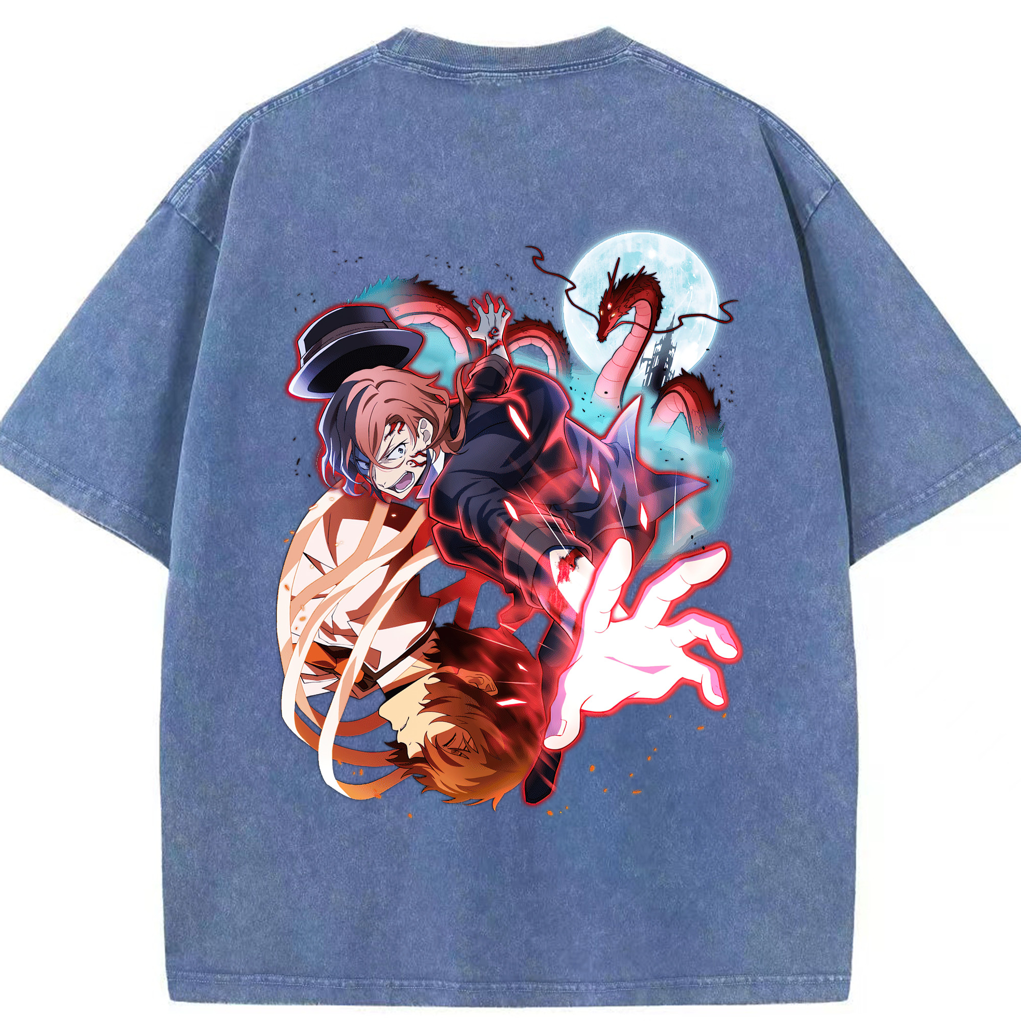 （画像用） 文豪ストレイドッグス Bungo Stray Dogs 綿100% ヴィンテージ風 半袖Tシャツ（背面プリント）