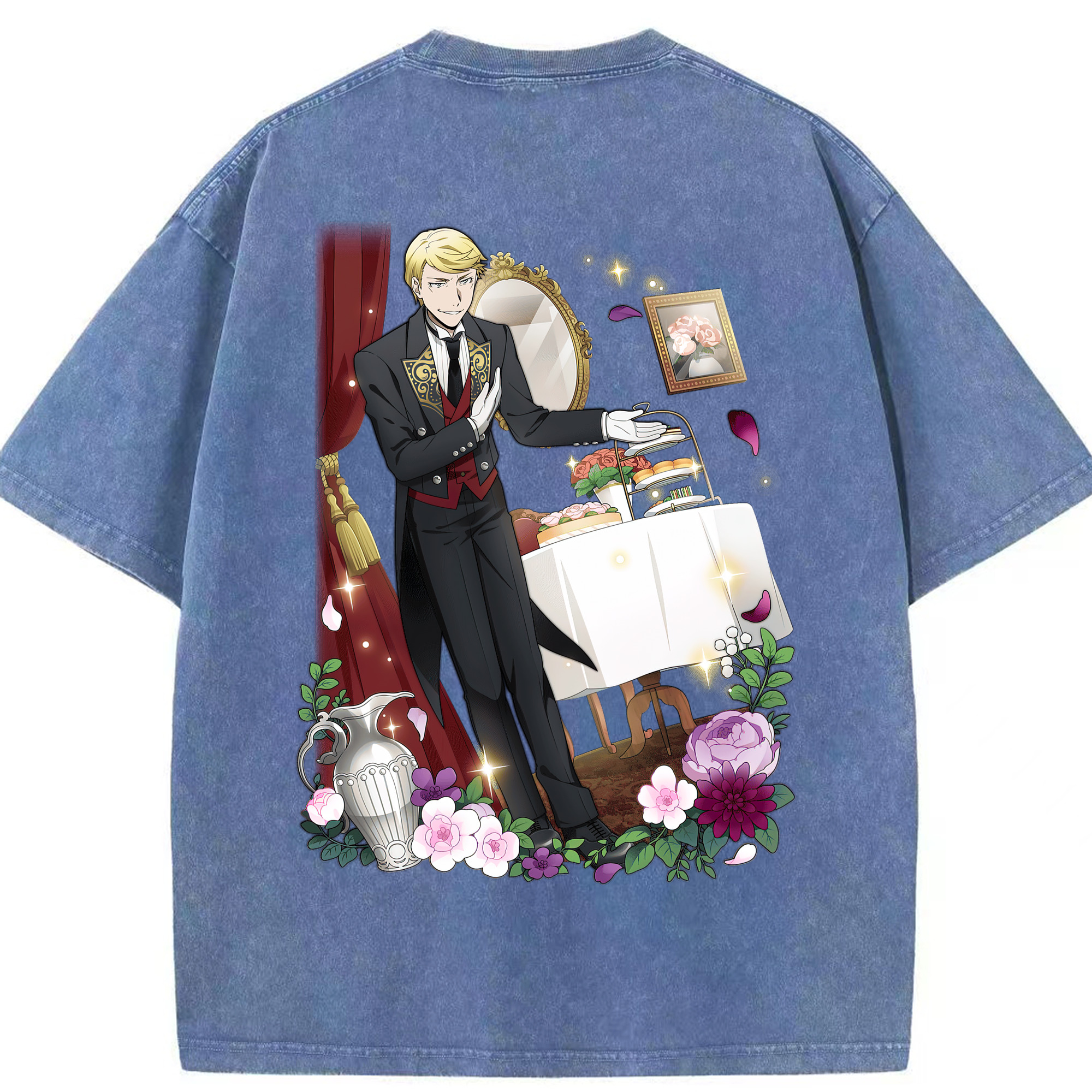 （画像用） 文豪ストレイドッグス Bungo Stray Dogs 綿100% ヴィンテージ風 半袖Tシャツ（背面プリント）