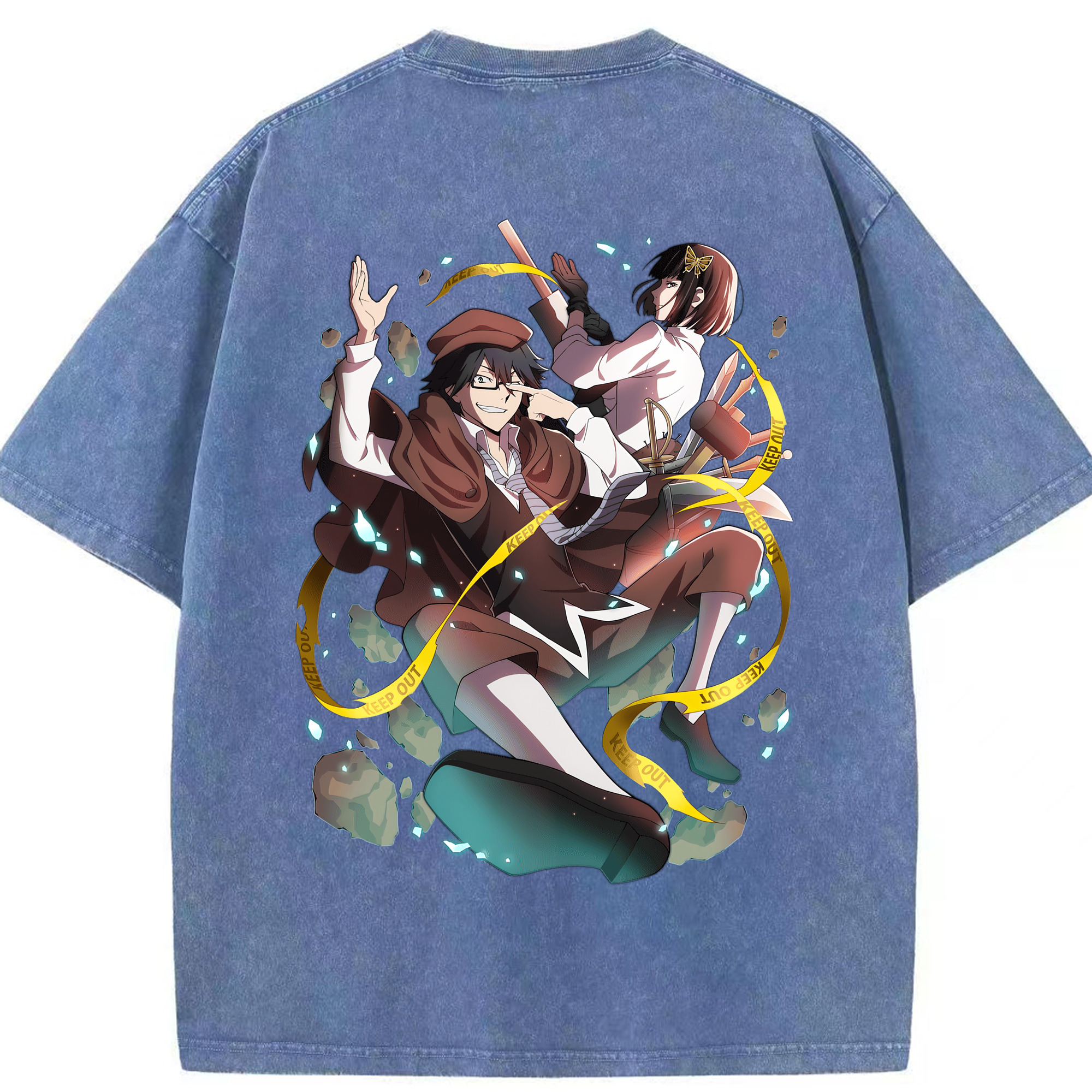 （画像用） 文豪ストレイドッグス Bungo Stray Dogs 綿100% ヴィンテージ風 半袖Tシャツ（背面プリント）