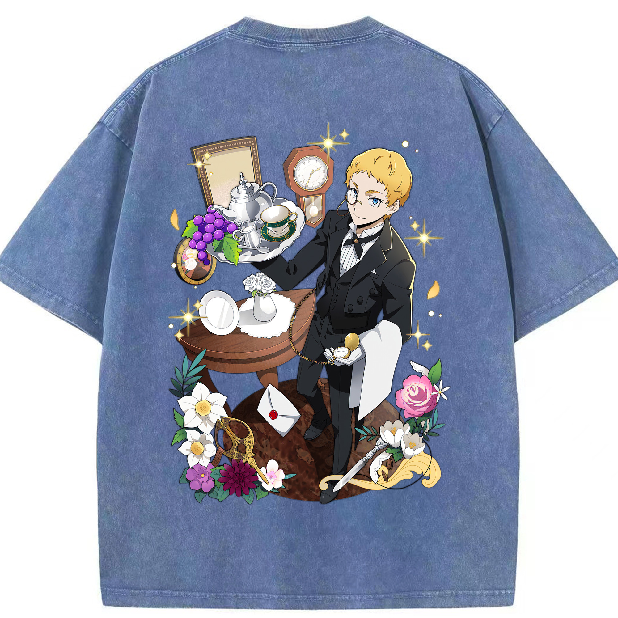 （画像用） 文豪ストレイドッグス Bungo Stray Dogs 綿100% ヴィンテージ風 半袖Tシャツ（背面プリント）