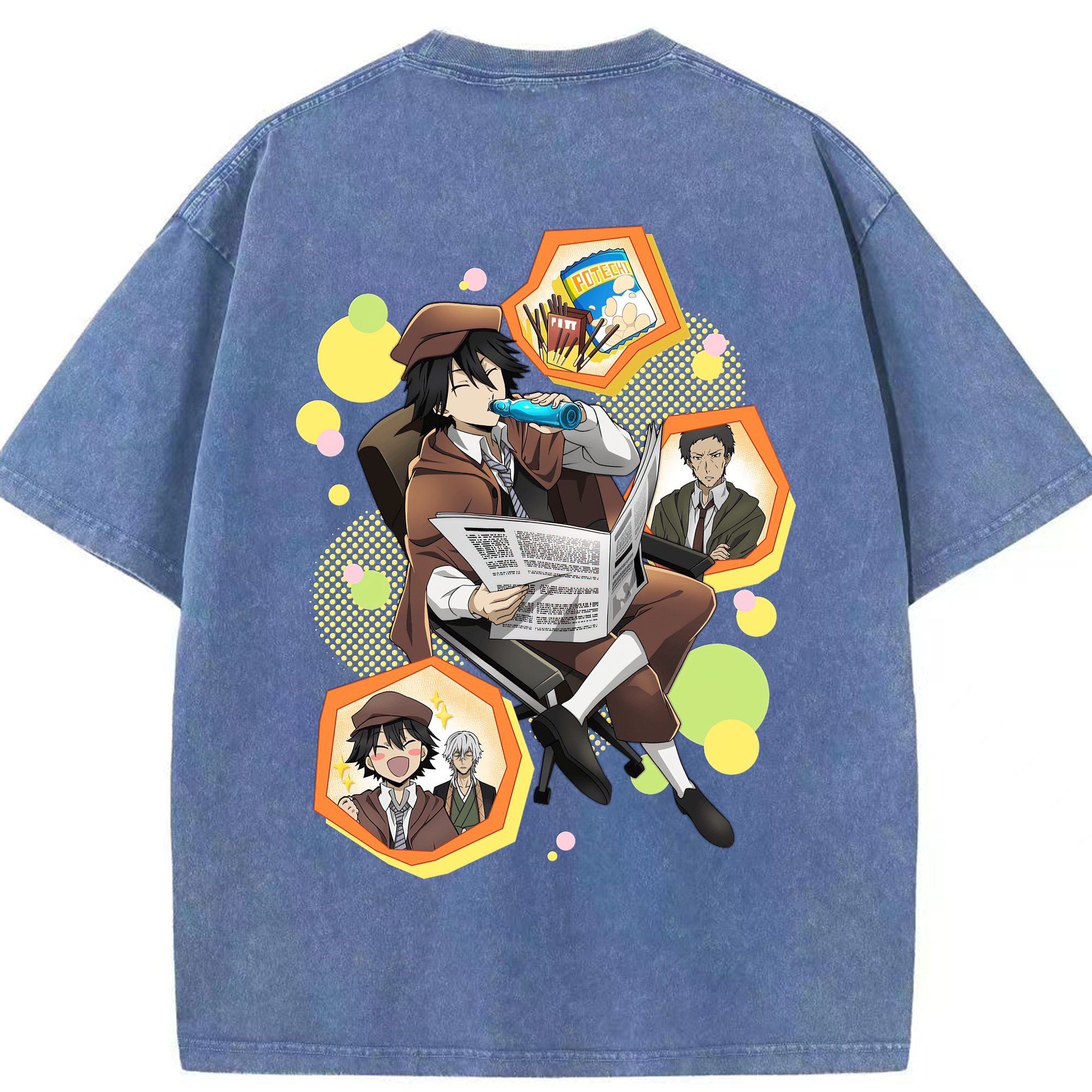 （画像用） 文豪ストレイドッグス Bungo Stray Dogs 綿100% ヴィンテージ風 半袖Tシャツ（背面プリント）