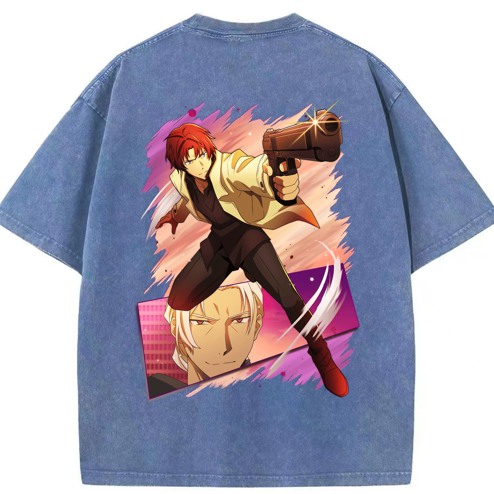 （画像用） 文豪ストレイドッグス Bungo Stray Dogs 綿100% ヴィンテージ風 半袖Tシャツ（背面プリント）