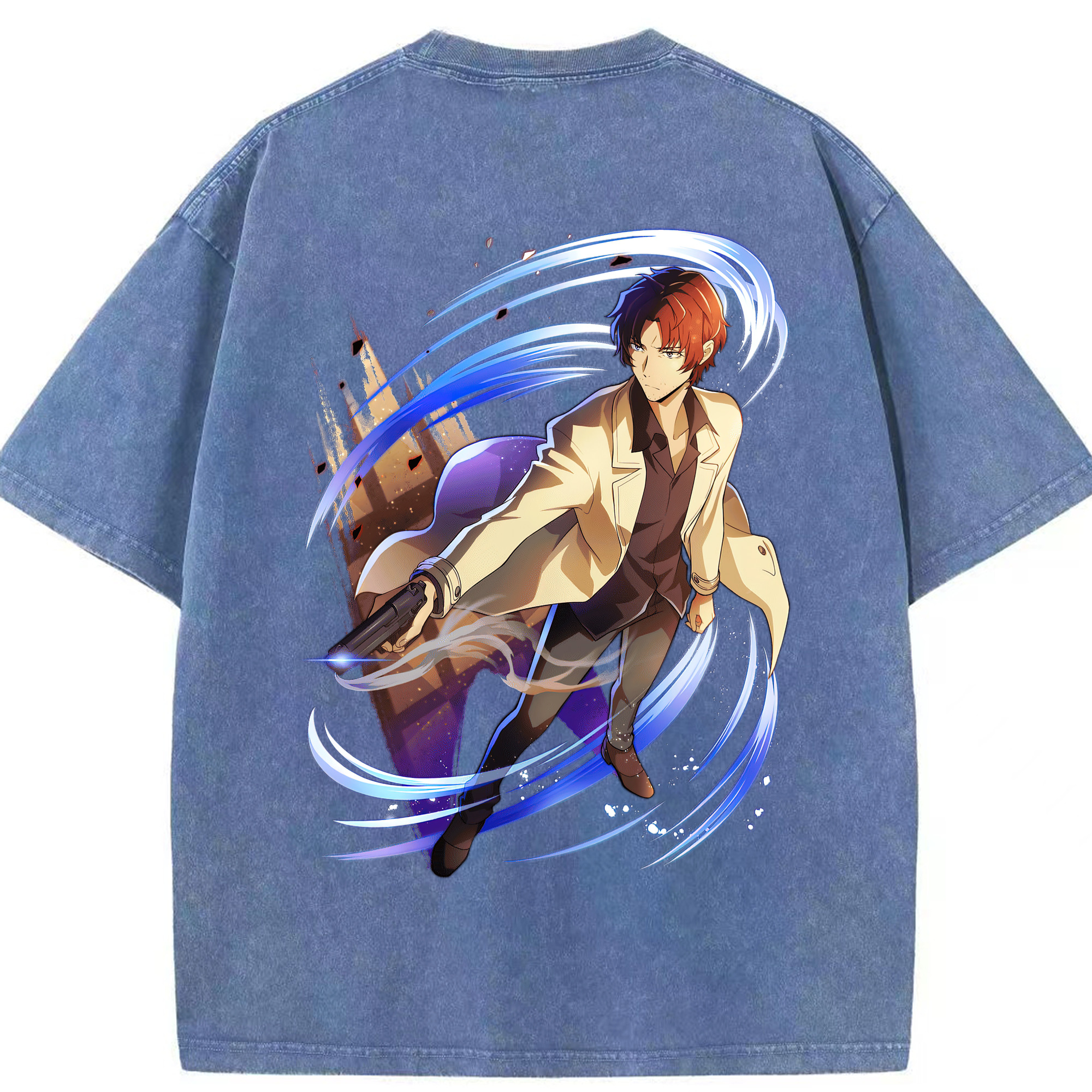 （画像用） 文豪ストレイドッグス Bungo Stray Dogs 綿100% ヴィンテージ風 半袖Tシャツ（背面プリント）