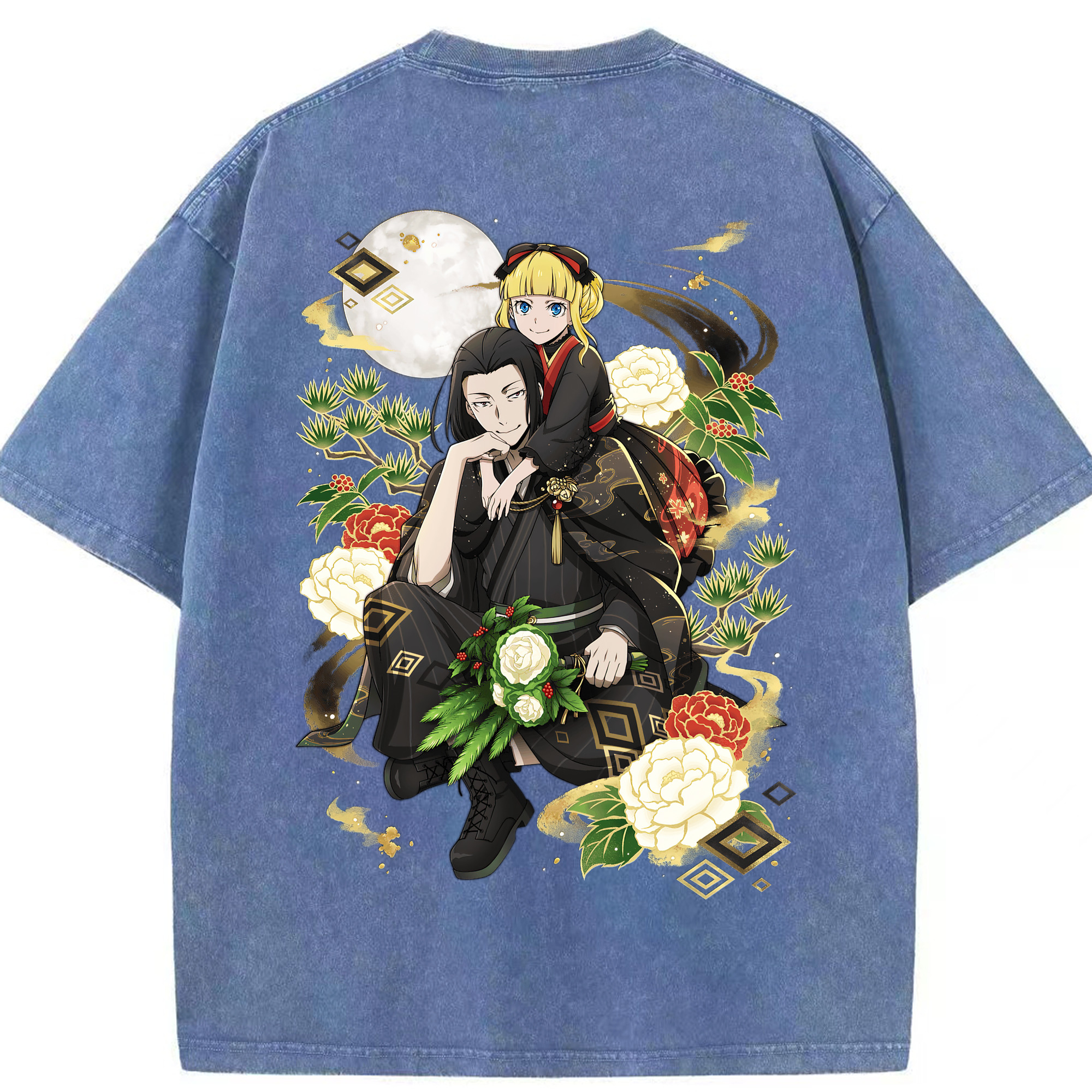 （画像用） 文豪ストレイドッグス Bungo Stray Dogs 綿100% ヴィンテージ風 半袖Tシャツ（背面プリント）