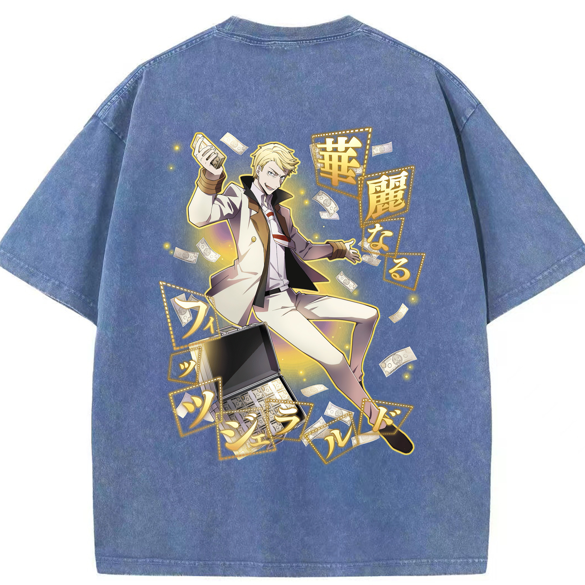 （画像用） 文豪ストレイドッグス Bungo Stray Dogs 綿100% ヴィンテージ風 半袖Tシャツ（背面プリント）
