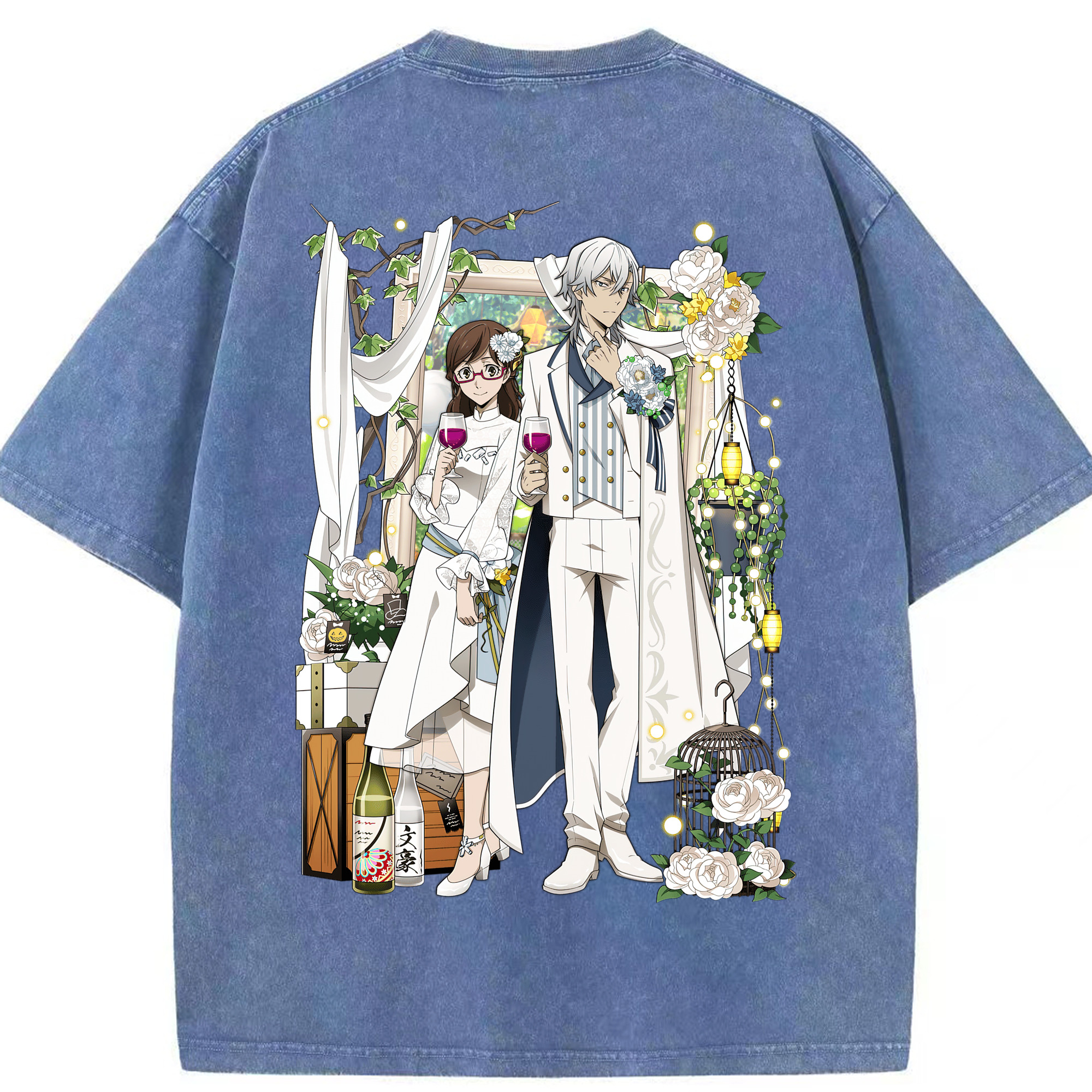 （画像用） 文豪ストレイドッグス Bungo Stray Dogs 綿100% ヴィンテージ風 半袖Tシャツ（背面プリント）