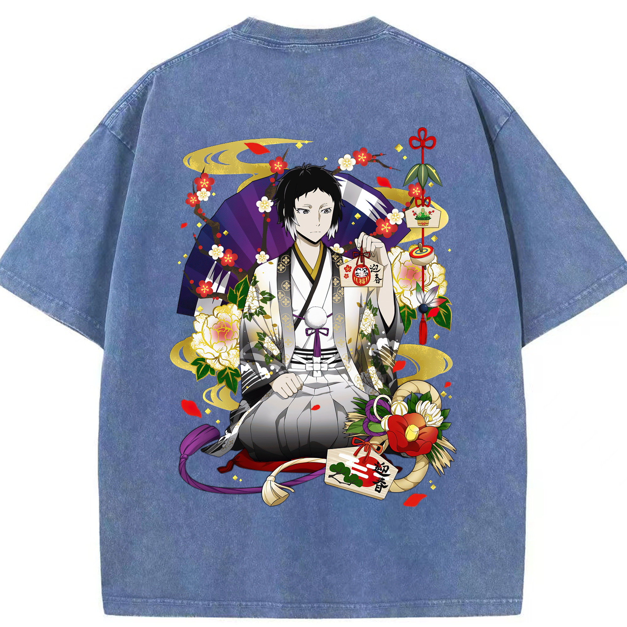 （画像用） 文豪ストレイドッグス Bungo Stray Dogs 綿100% ヴィンテージ風 半袖Tシャツ（背面プリント）