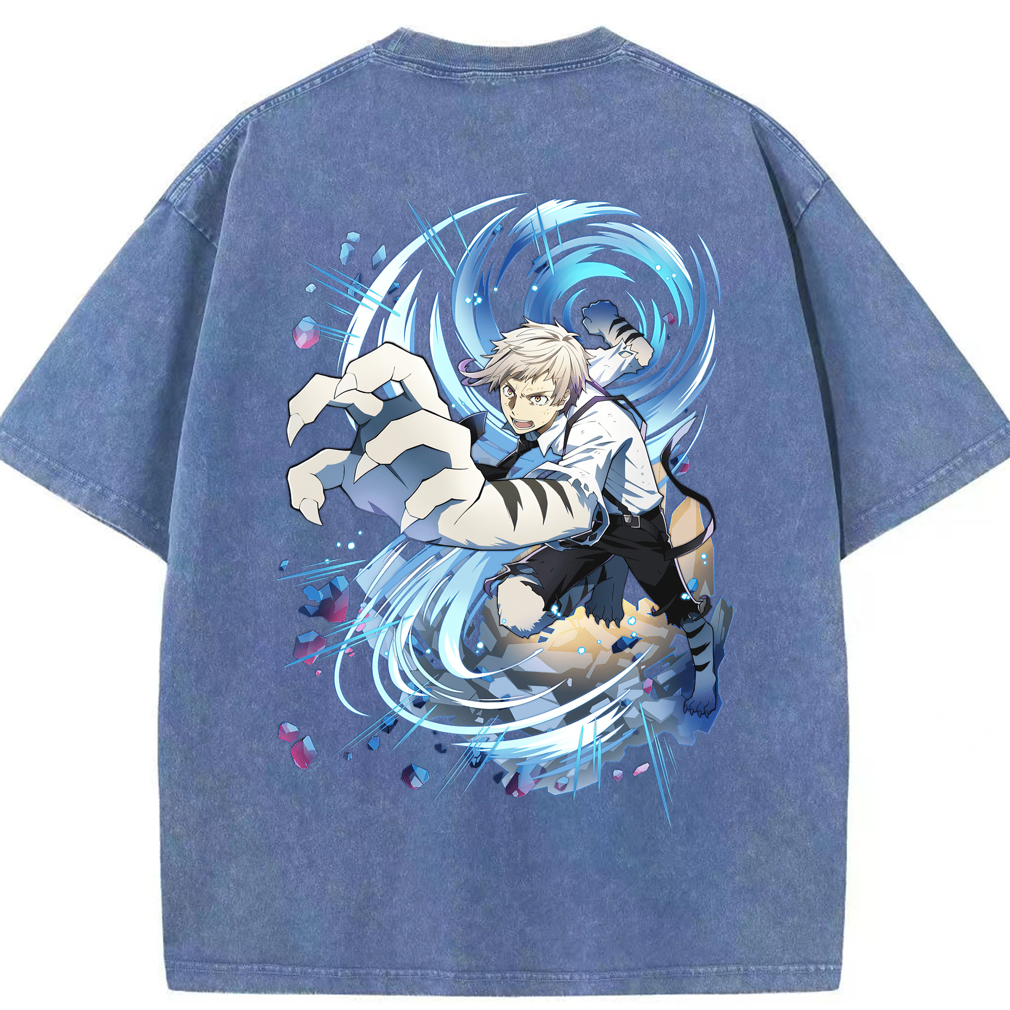 （画像用） 文豪ストレイドッグス Bungo Stray Dogs 綿100% ヴィンテージ風 半袖Tシャツ（背面プリント）