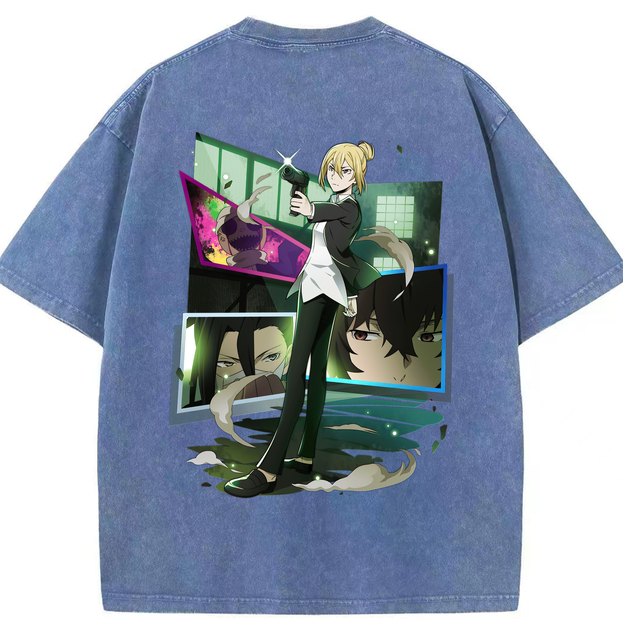 （画像用） 文豪ストレイドッグス Bungo Stray Dogs 綿100% ヴィンテージ風 半袖Tシャツ（背面プリント）
