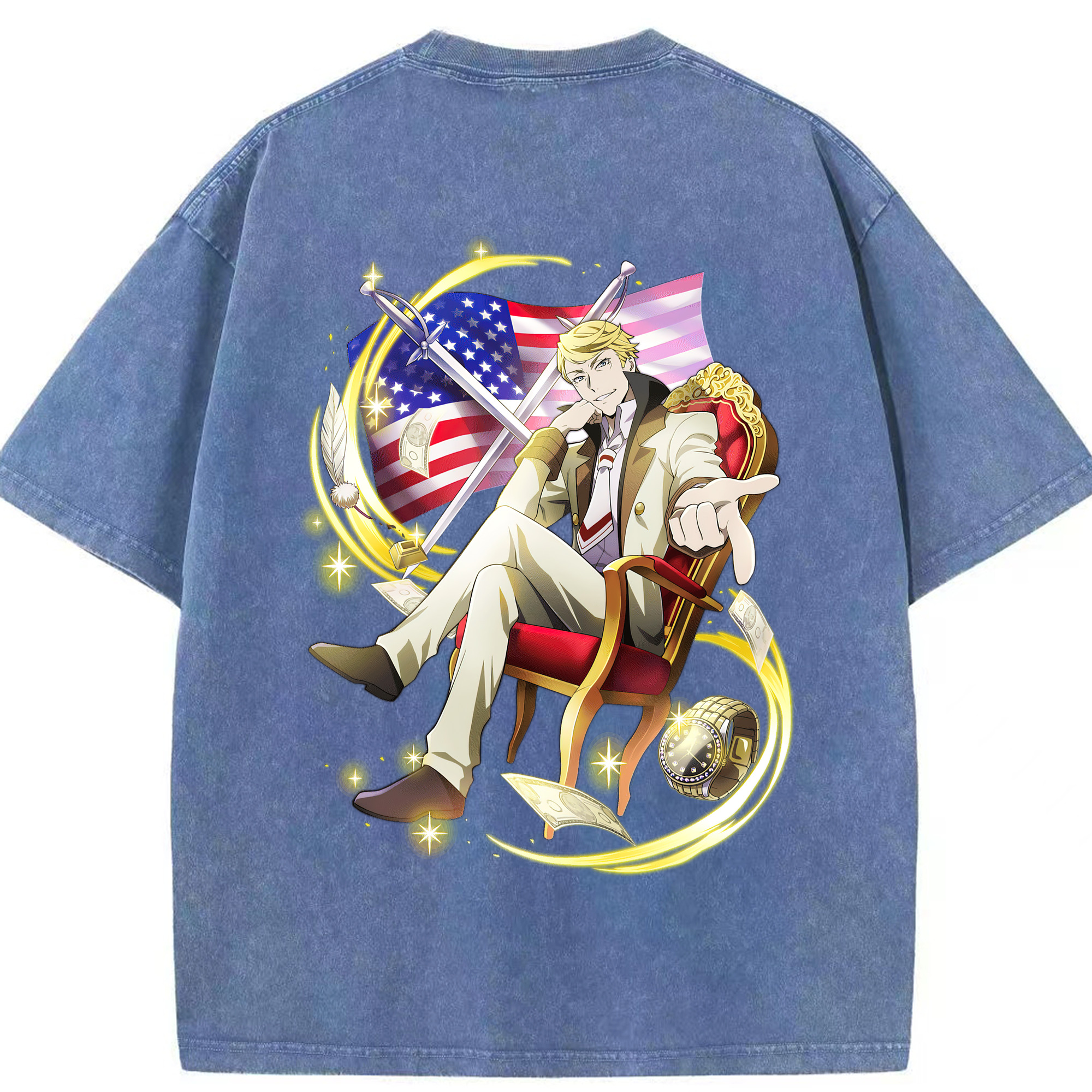 （画像用） 文豪ストレイドッグス Bungo Stray Dogs 綿100% ヴィンテージ風 半袖Tシャツ（背面プリント）
