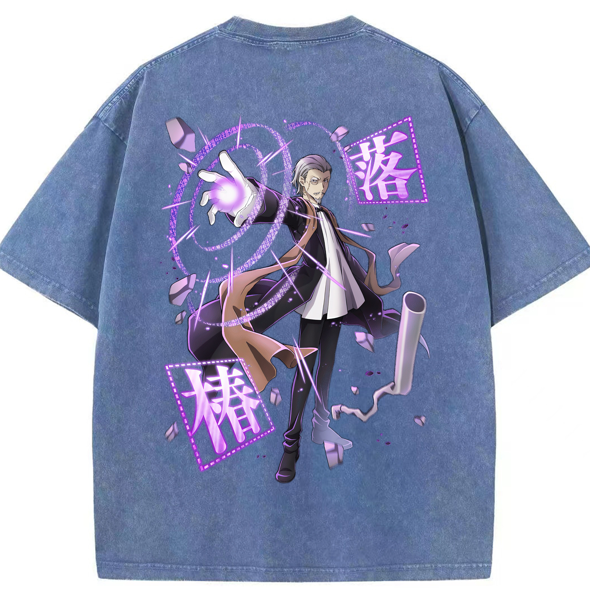 （画像用） 文豪ストレイドッグス Bungo Stray Dogs 綿100% ヴィンテージ風 半袖Tシャツ（背面プリント）