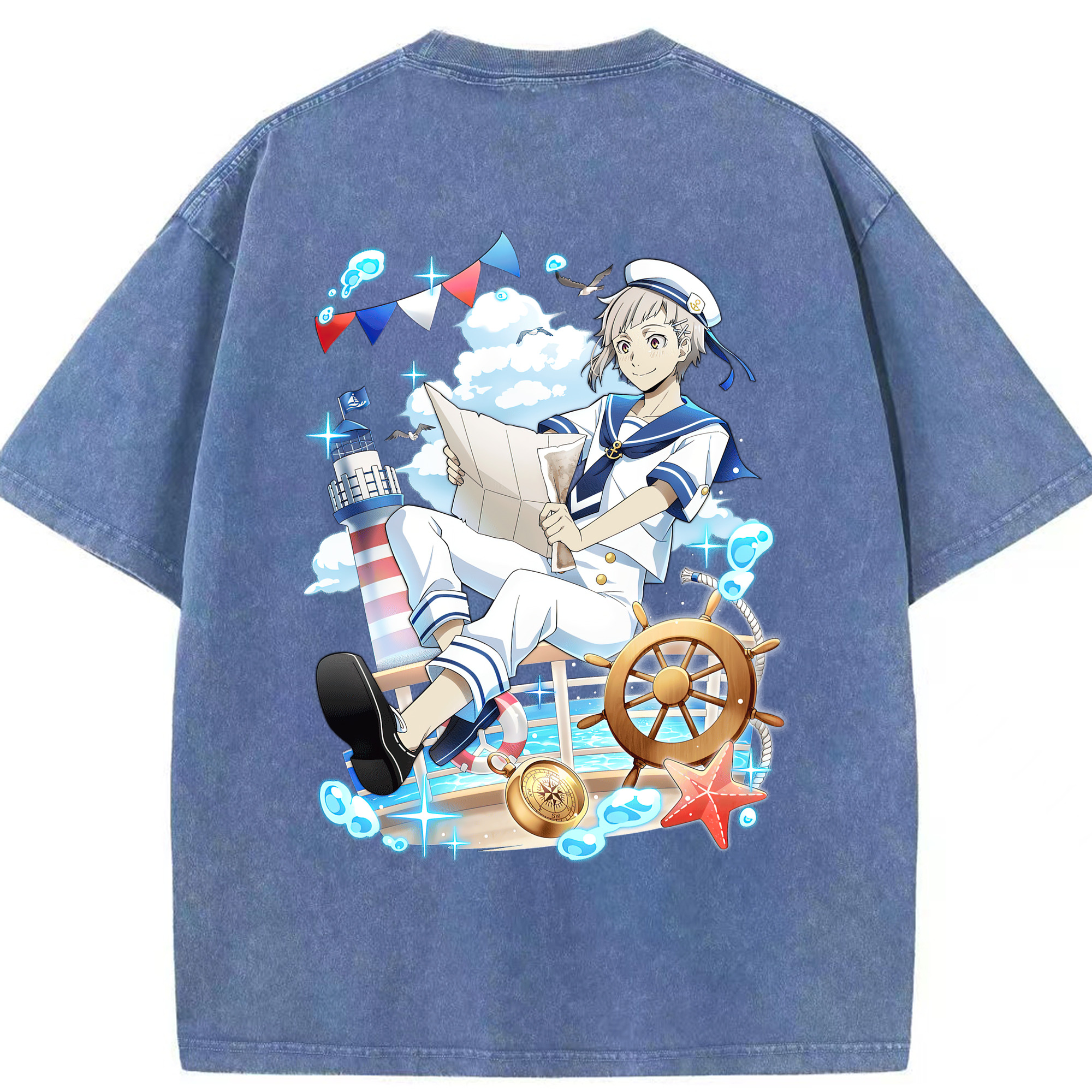 （画像用） 文豪ストレイドッグス Bungo Stray Dogs 綿100% ヴィンテージ風 半袖Tシャツ（背面プリント）