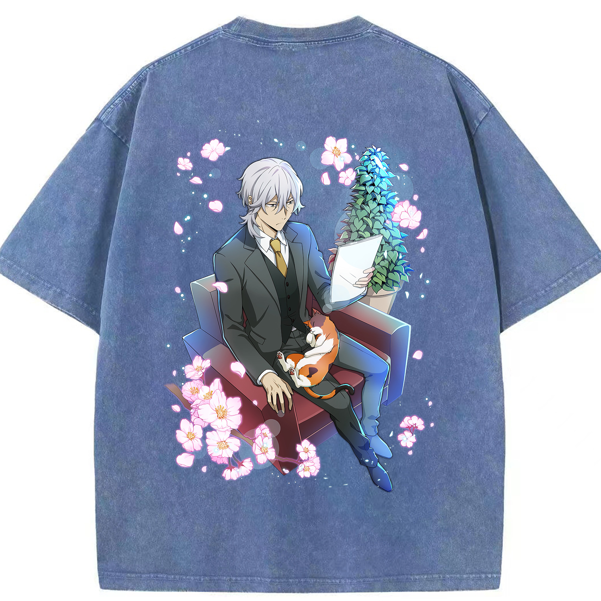 （画像用） 文豪ストレイドッグス Bungo Stray Dogs 綿100% ヴィンテージ風 半袖Tシャツ（背面プリント）