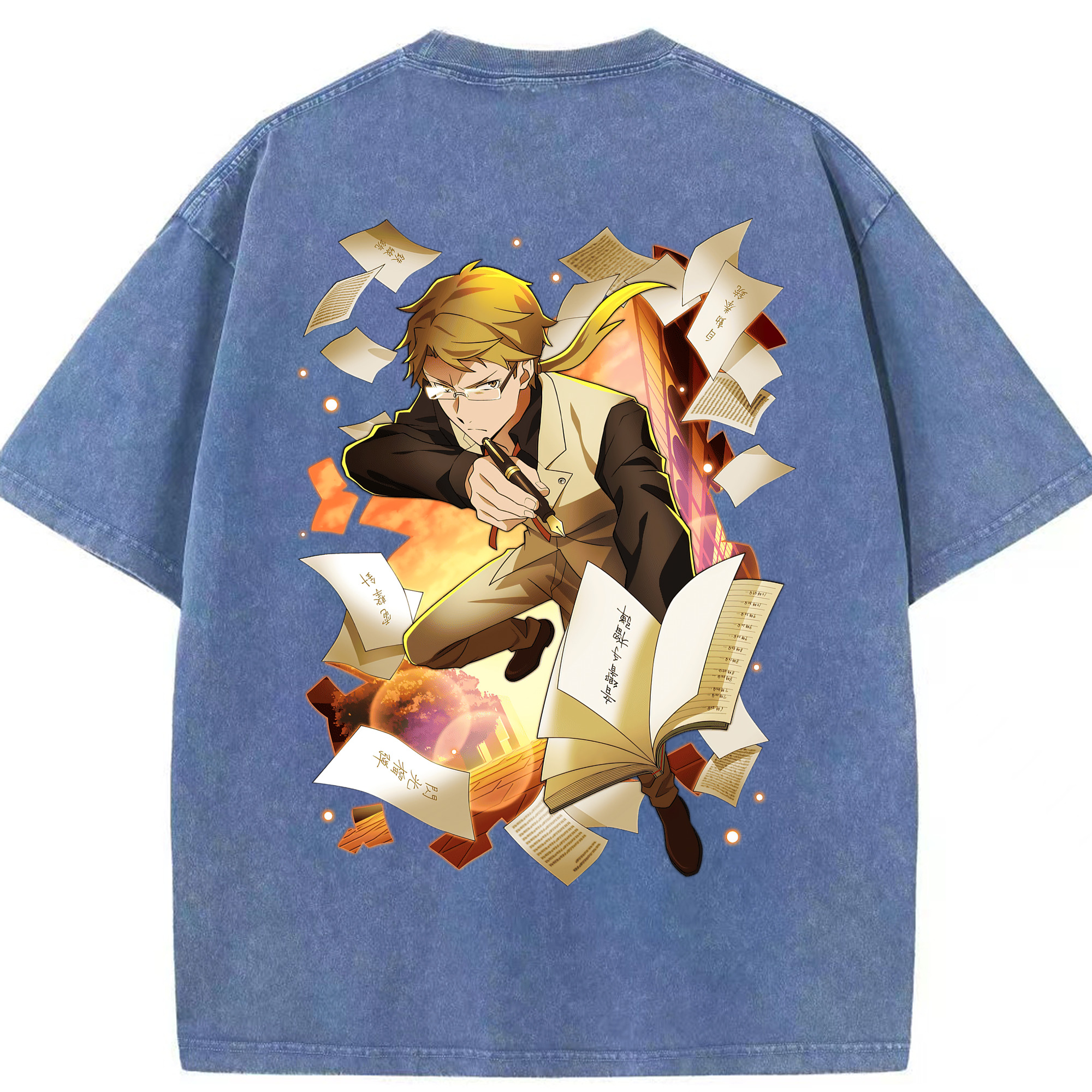 （画像用） 文豪ストレイドッグス Bungo Stray Dogs 綿100% ヴィンテージ風 半袖Tシャツ（背面プリント）