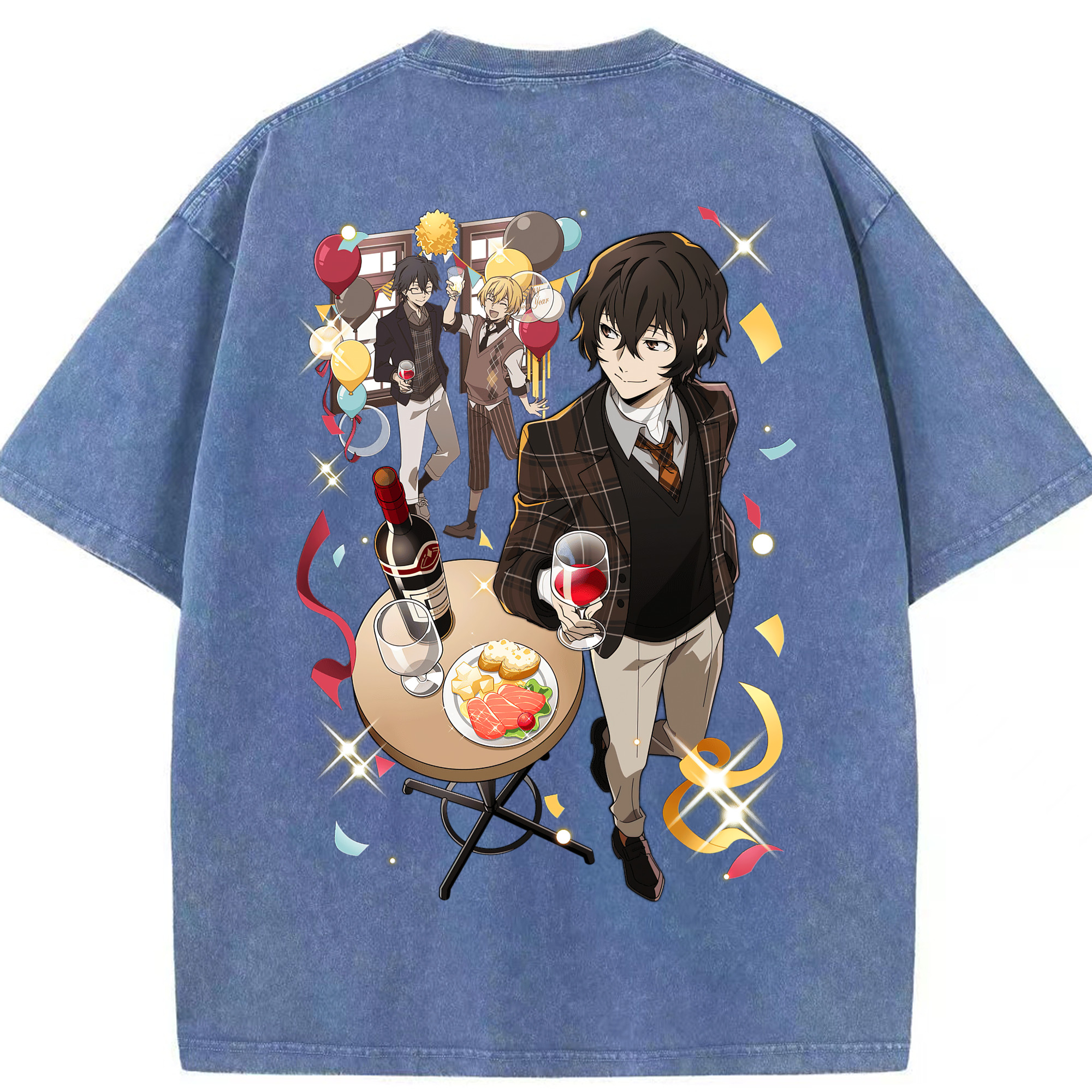 （画像用） 文豪ストレイドッグス Bungo Stray Dogs 綿100% ヴィンテージ風 半袖Tシャツ（背面プリント）