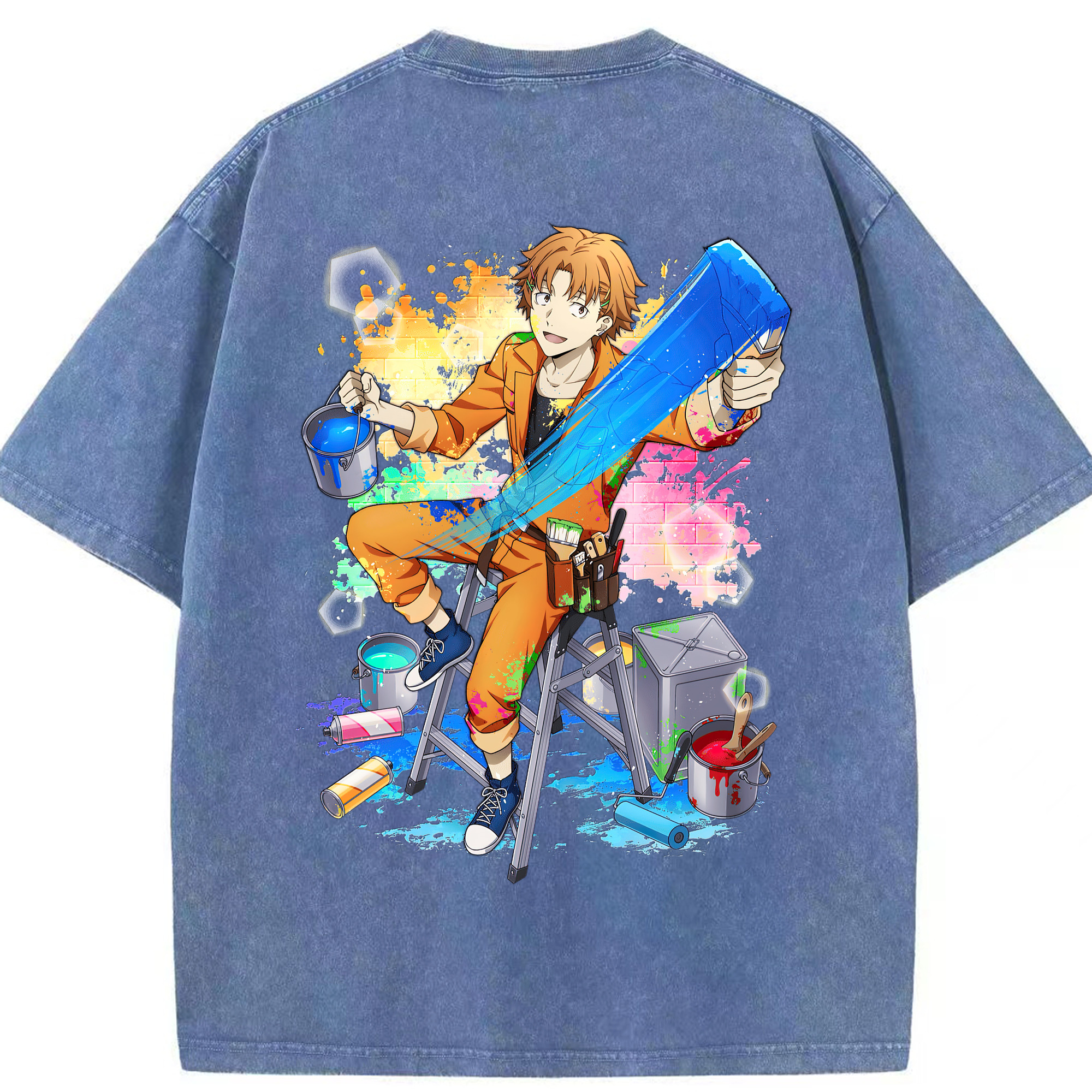 （画像用） 文豪ストレイドッグス Bungo Stray Dogs 綿100% ヴィンテージ風 半袖Tシャツ（背面プリント）