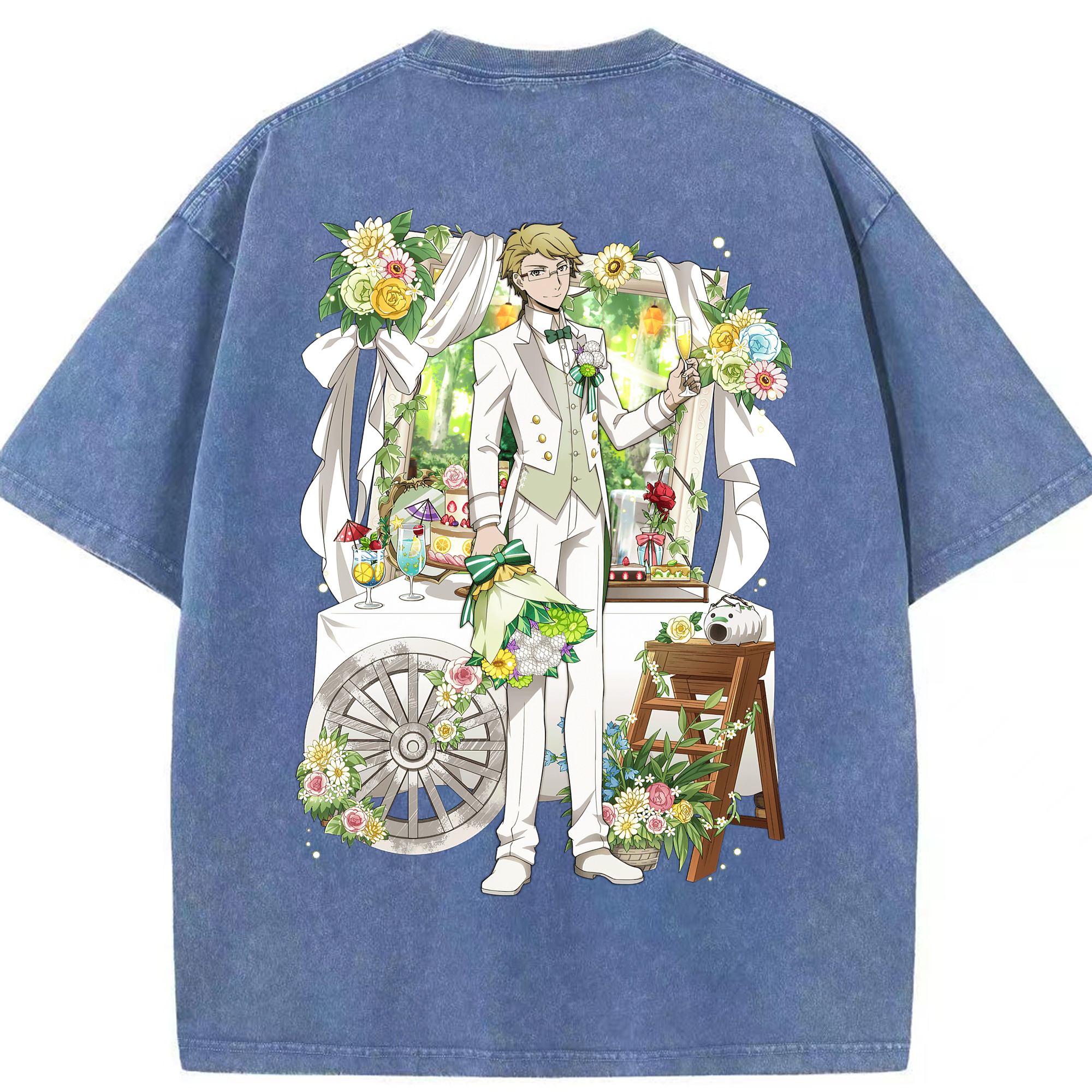 （画像用） 文豪ストレイドッグス Bungo Stray Dogs 綿100% ヴィンテージ風 半袖Tシャツ（背面プリント）