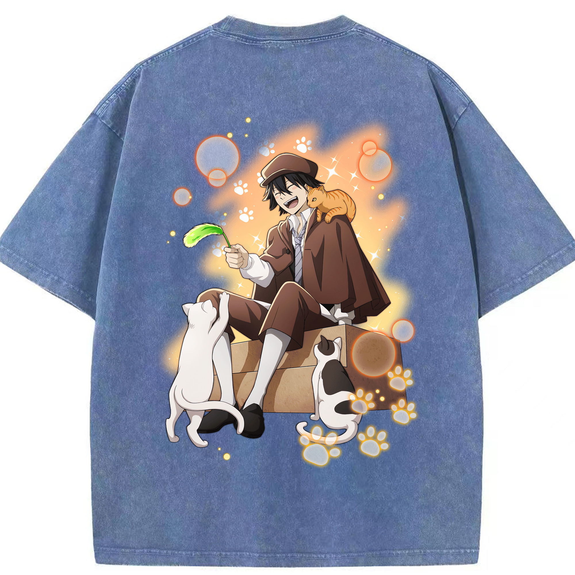 （画像用） 文豪ストレイドッグス Bungo Stray Dogs 綿100% ヴィンテージ風 半袖Tシャツ（背面プリント）