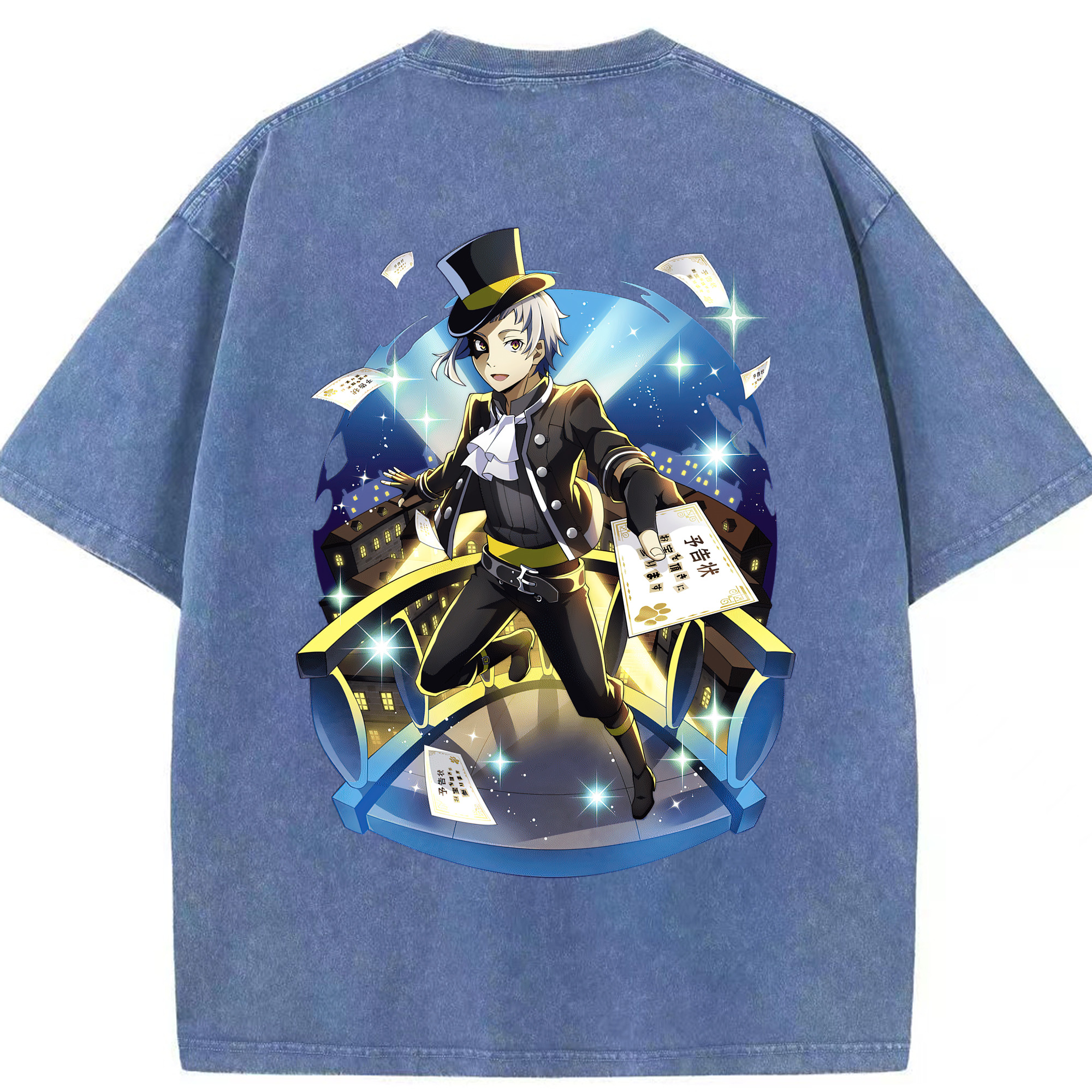 （画像用） 文豪ストレイドッグス Bungo Stray Dogs 綿100% ヴィンテージ風 半袖Tシャツ（背面プリント）