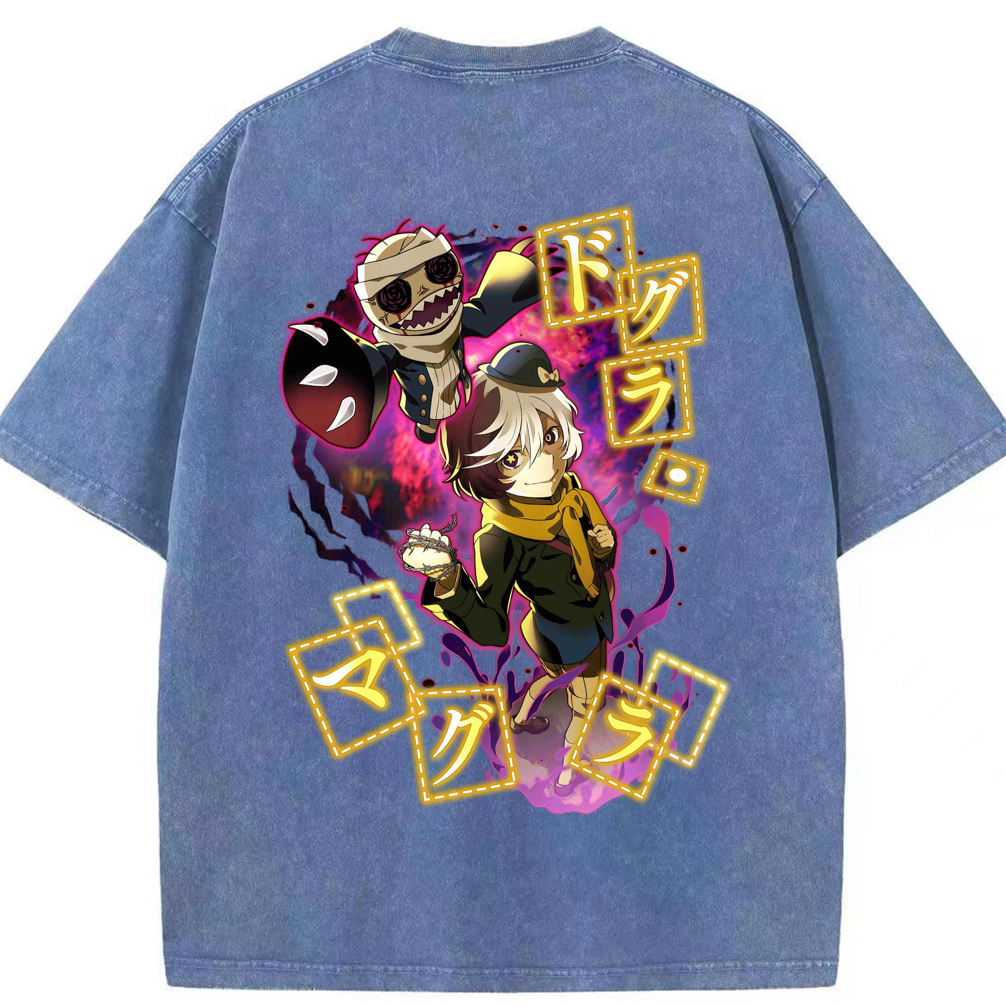 （画像用） 文豪ストレイドッグス Bungo Stray Dogs 綿100% ヴィンテージ風 半袖Tシャツ（背面プリント）