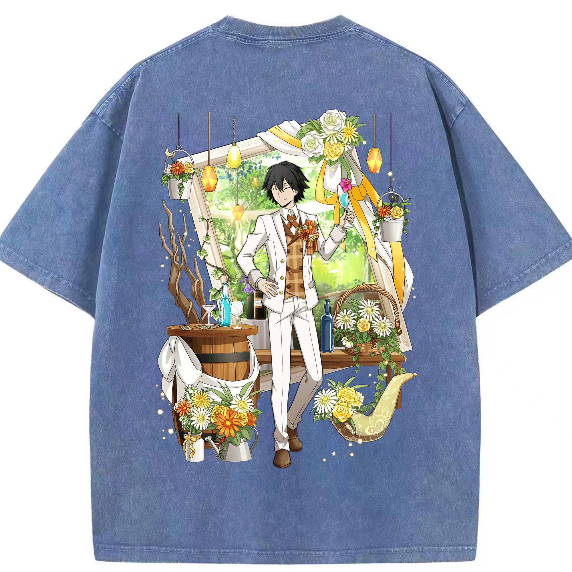 （画像用） 文豪ストレイドッグス Bungo Stray Dogs 綿100% ヴィンテージ風 半袖Tシャツ（背面プリント）