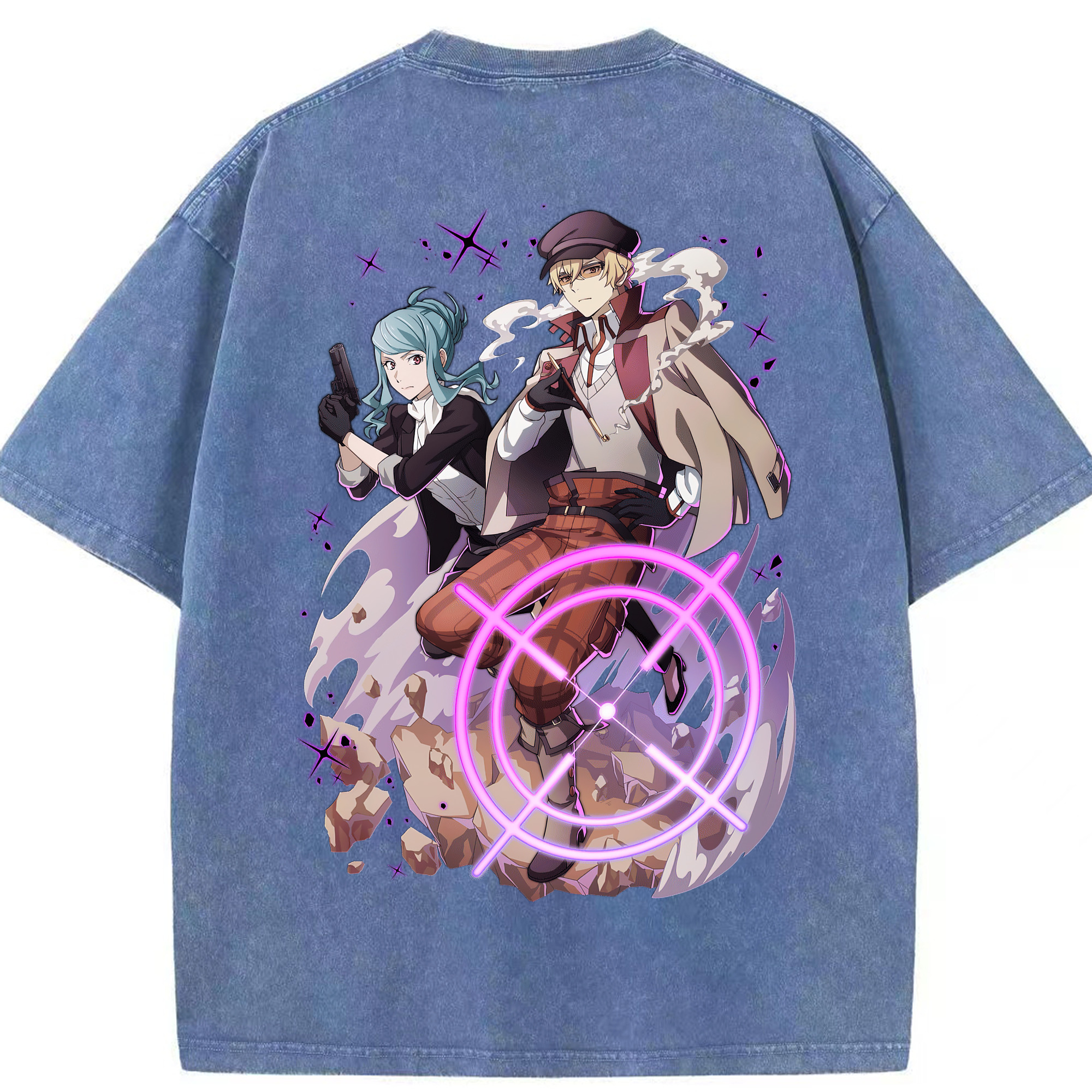 （画像用） 文豪ストレイドッグス Bungo Stray Dogs 綿100% ヴィンテージ風 半袖Tシャツ（背面プリント）