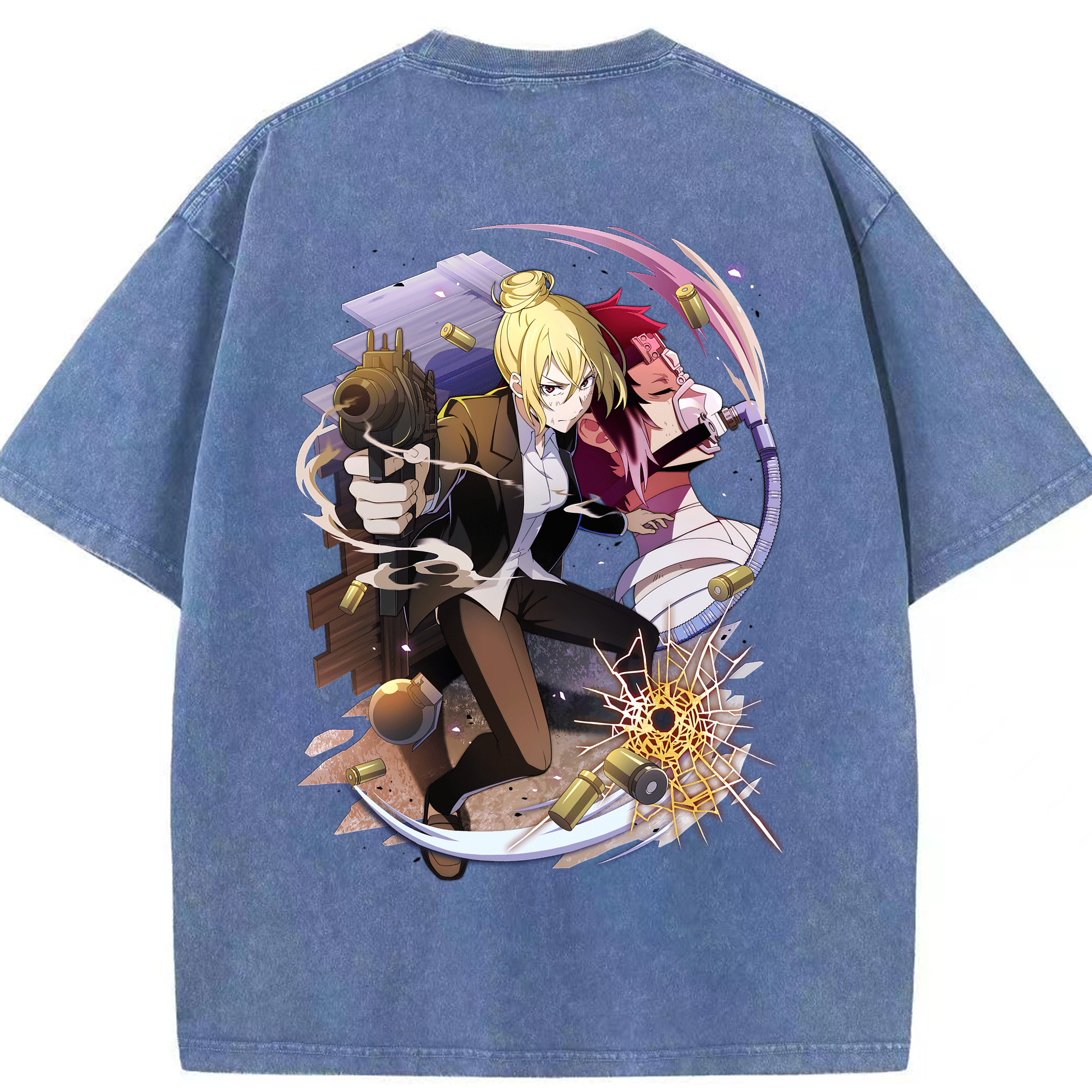 （画像用） 文豪ストレイドッグス Bungo Stray Dogs 綿100% ヴィンテージ風 半袖Tシャツ（背面プリント）