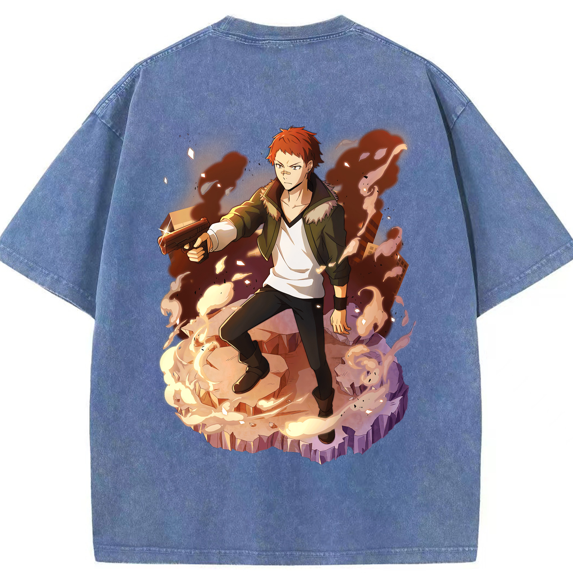 （画像用） 文豪ストレイドッグス Bungo Stray Dogs 綿100% ヴィンテージ風 半袖Tシャツ（背面プリント）