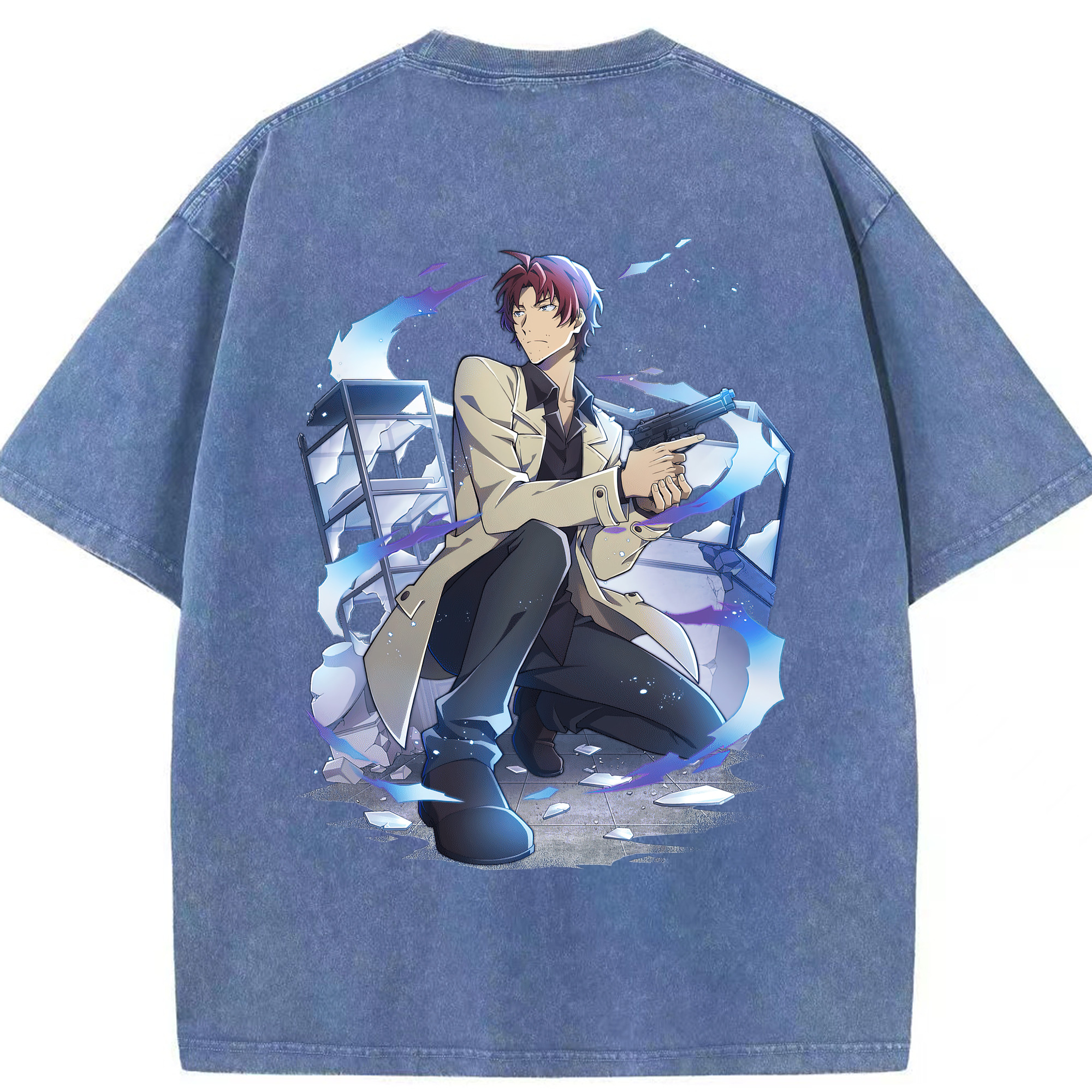 （画像用） 文豪ストレイドッグス Bungo Stray Dogs 綿100% ヴィンテージ風 半袖Tシャツ（背面プリント）