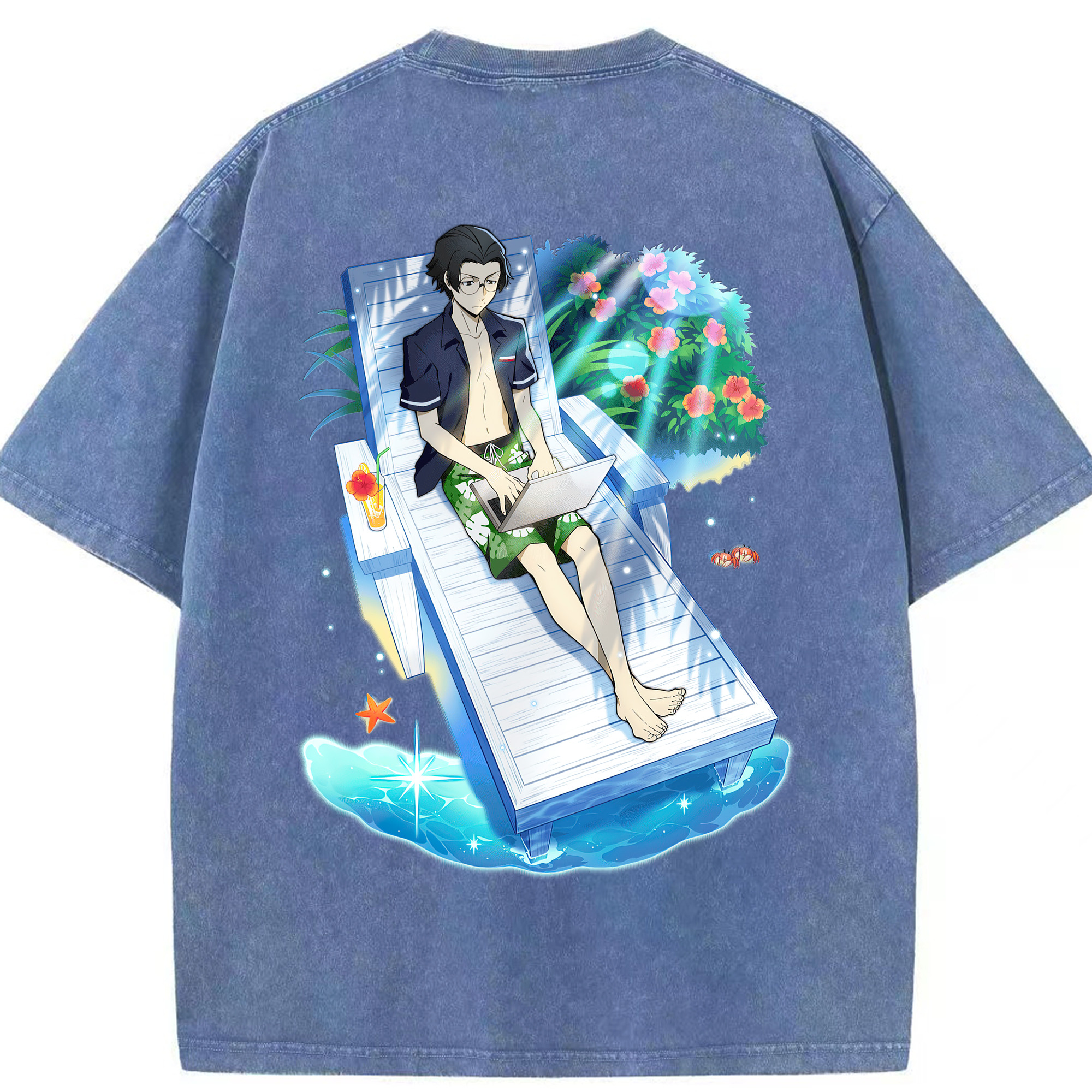 （画像用） 文豪ストレイドッグス Bungo Stray Dogs 綿100% ヴィンテージ風 半袖Tシャツ（背面プリント）