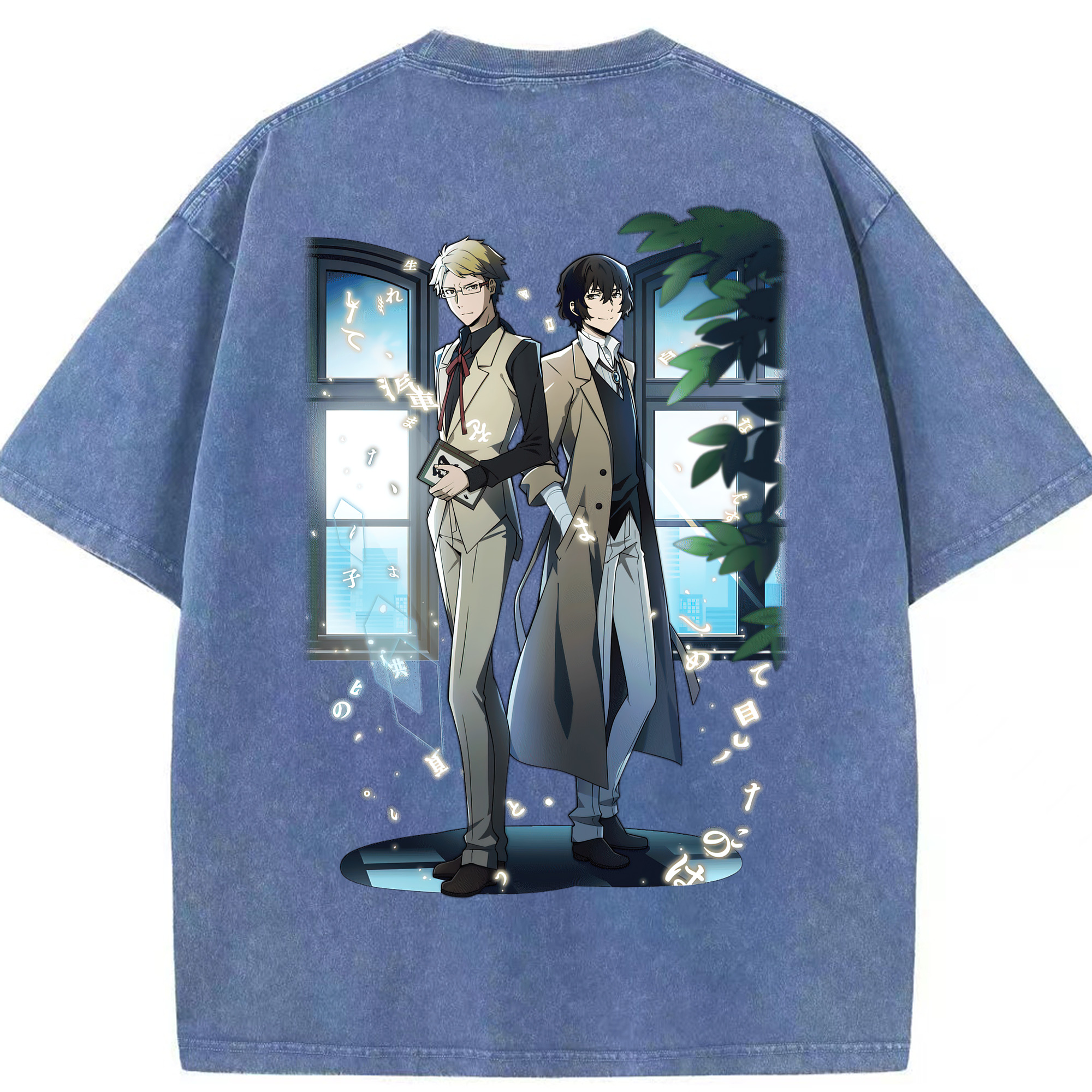 （画像用） 文豪ストレイドッグス Bungo Stray Dogs 綿100% ヴィンテージ風 半袖Tシャツ（背面プリント）