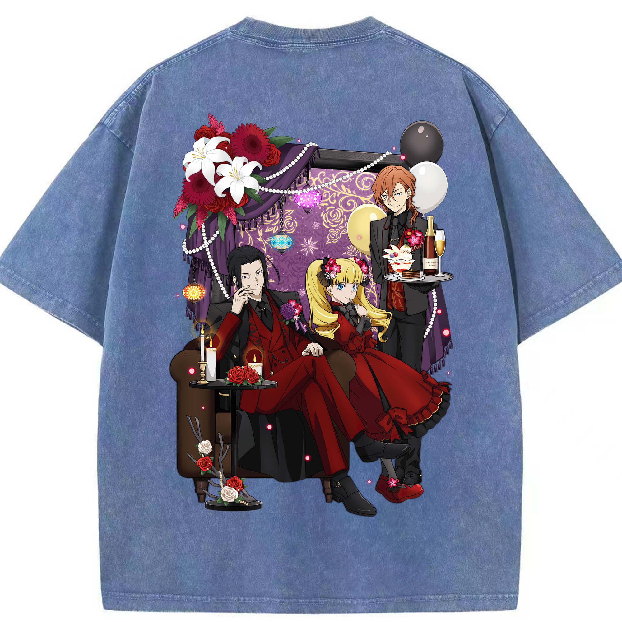 （画像用） 文豪ストレイドッグス Bungo Stray Dogs 綿100% ヴィンテージ風 半袖Tシャツ（背面プリント）