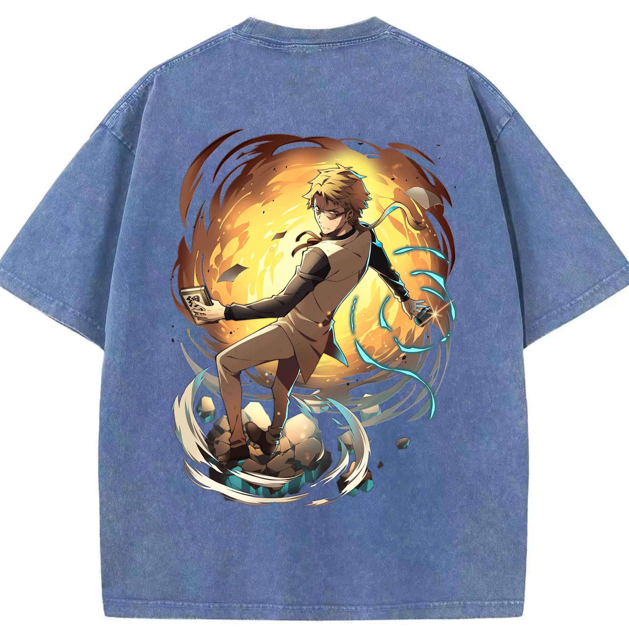 （画像用） 文豪ストレイドッグス Bungo Stray Dogs 綿100% ヴィンテージ風 半袖Tシャツ（背面プリント）