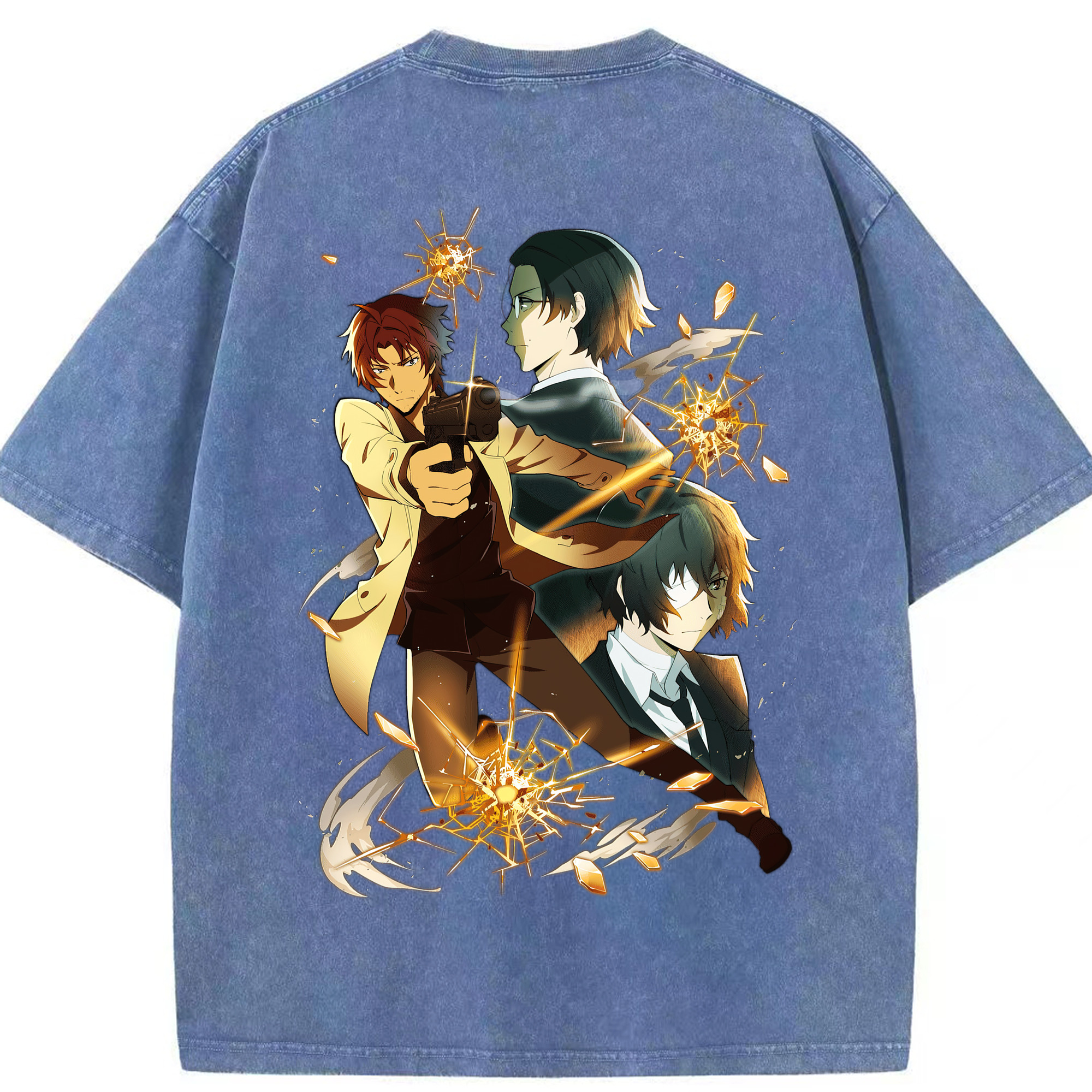 （画像用） 文豪ストレイドッグス Bungo Stray Dogs 綿100% ヴィンテージ風 半袖Tシャツ（背面プリント）
