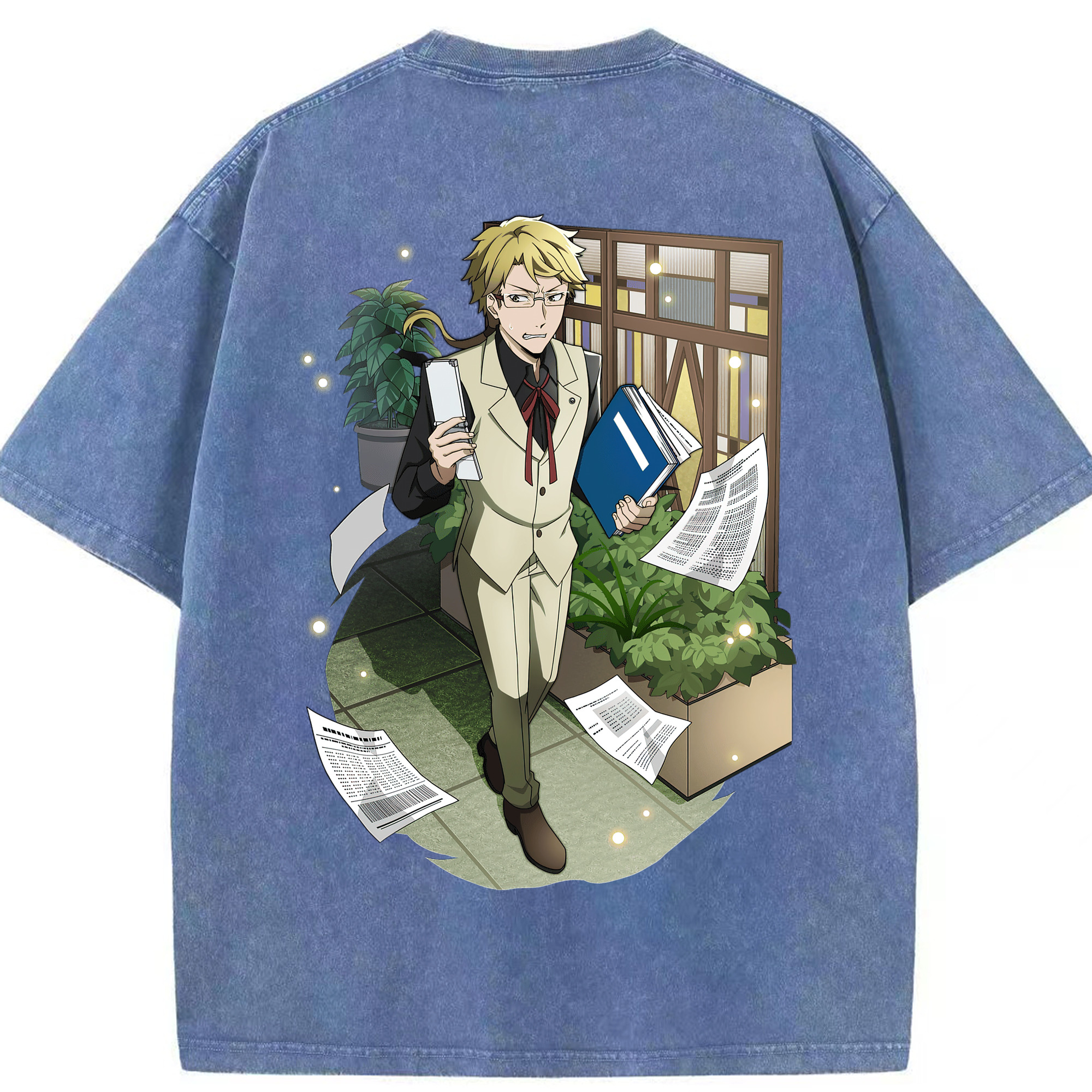 （画像用） 文豪ストレイドッグス Bungo Stray Dogs 綿100% ヴィンテージ風 半袖Tシャツ（背面プリント）