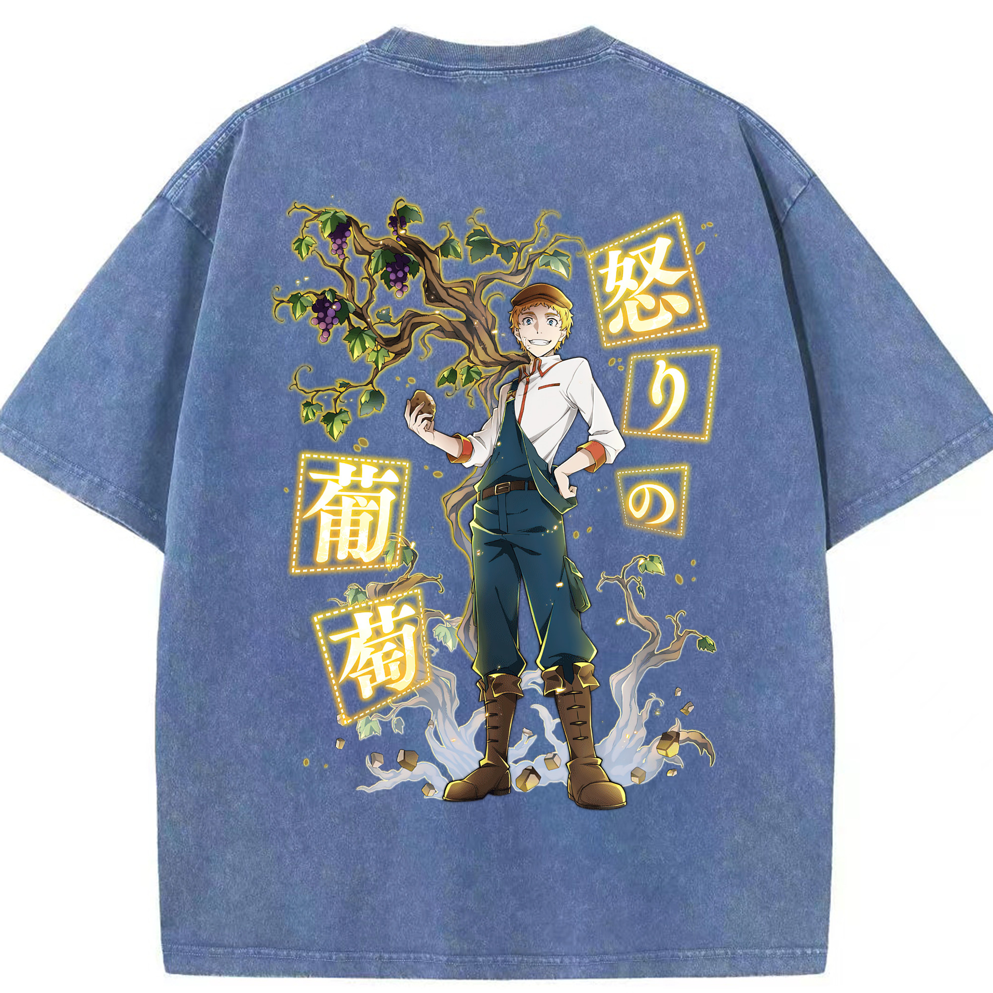 （画像用） 文豪ストレイドッグス Bungo Stray Dogs 綿100% ヴィンテージ風 半袖Tシャツ（背面プリント）
