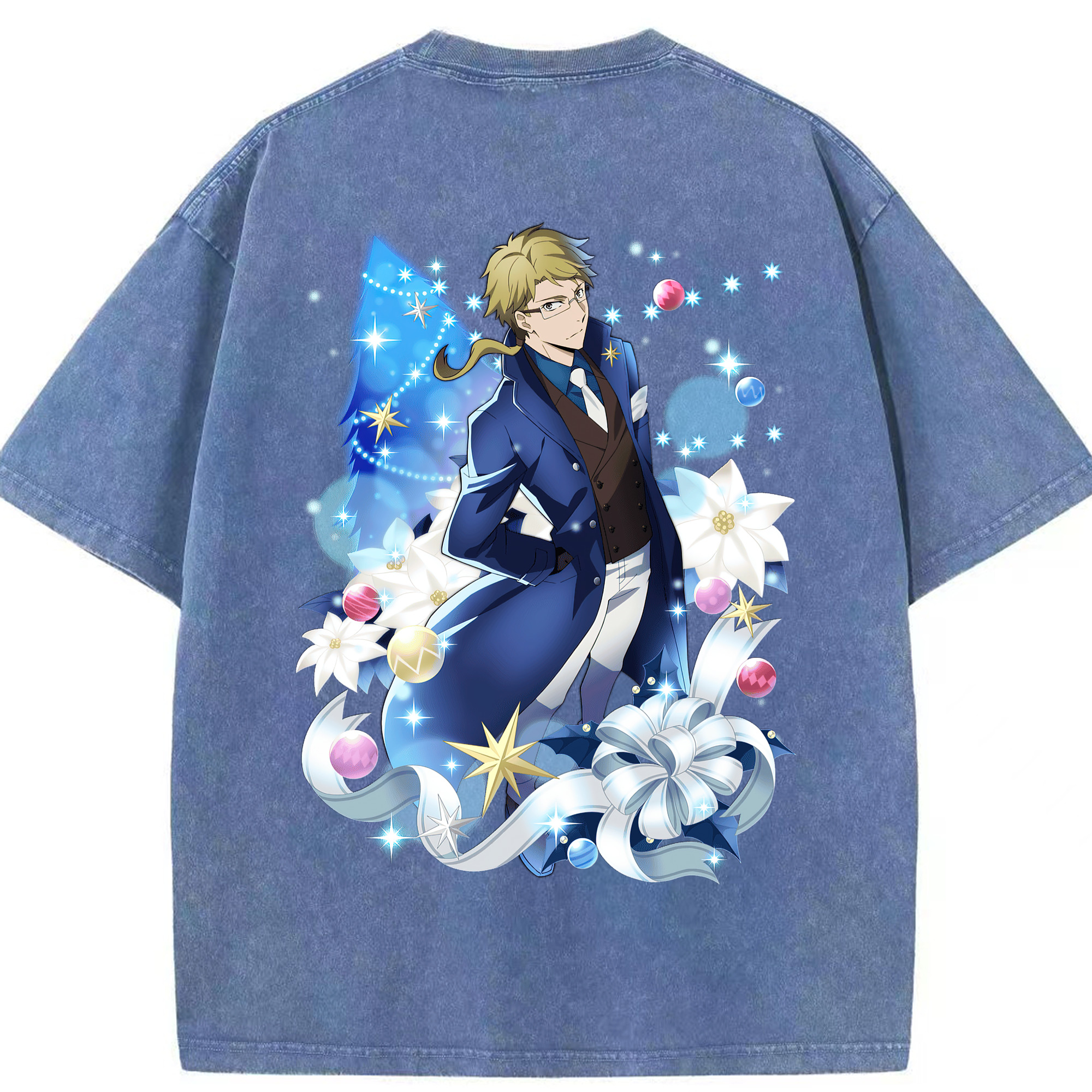 （画像用） 文豪ストレイドッグス Bungo Stray Dogs 綿100% ヴィンテージ風 半袖Tシャツ（背面プリント）